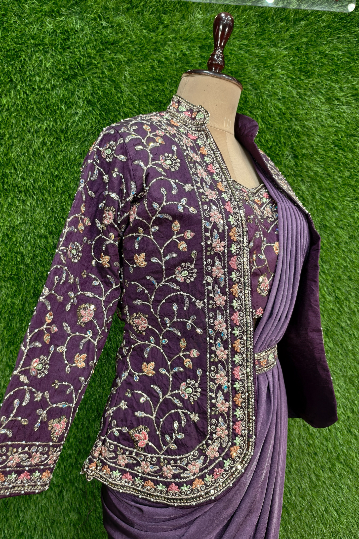 Spaghetti Style Ready to Wear Drape Saree with Jacket