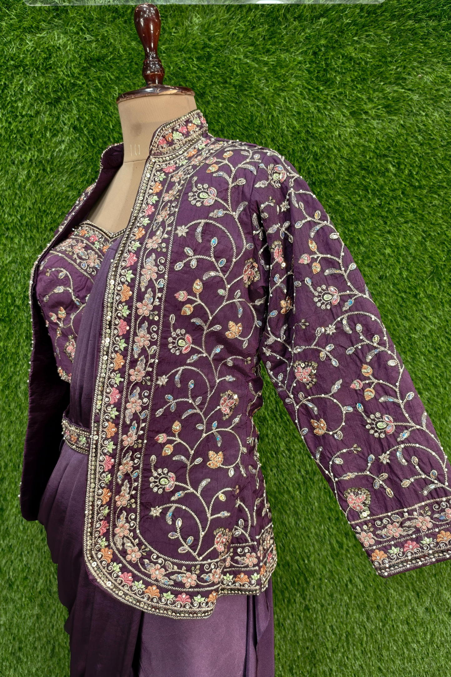 Spaghetti Style Ready to Wear Drape Saree with Jacket