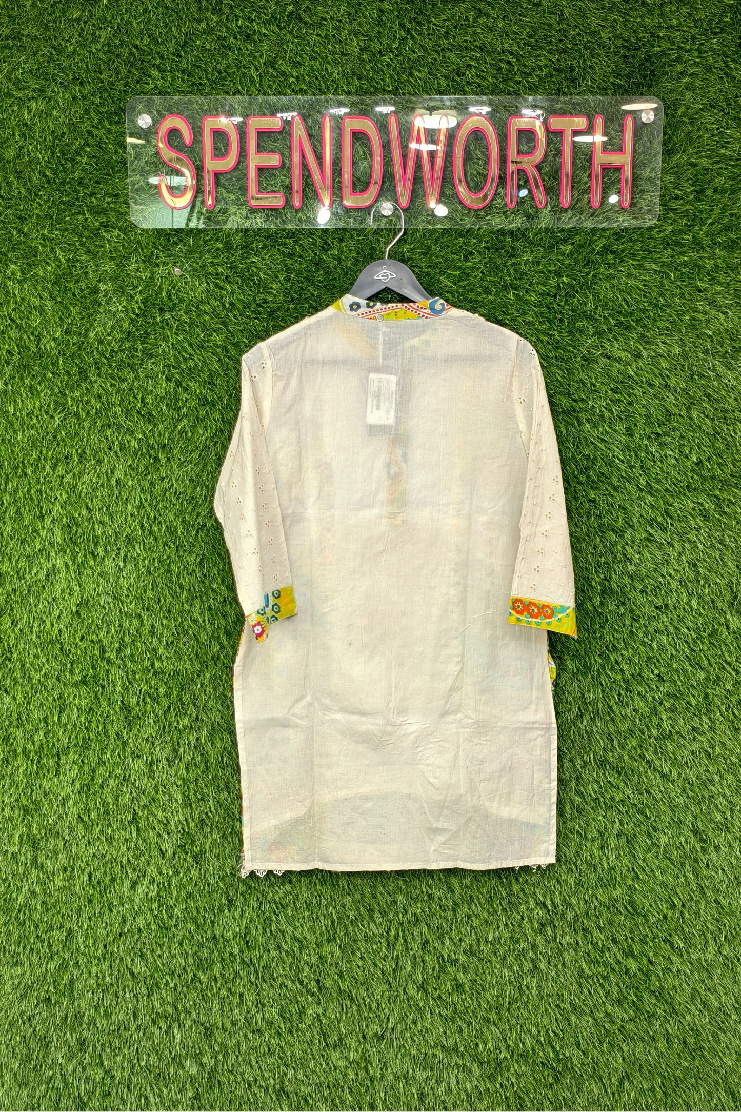 Off White Chiffli Work Pure Cotton Printed Cord Set