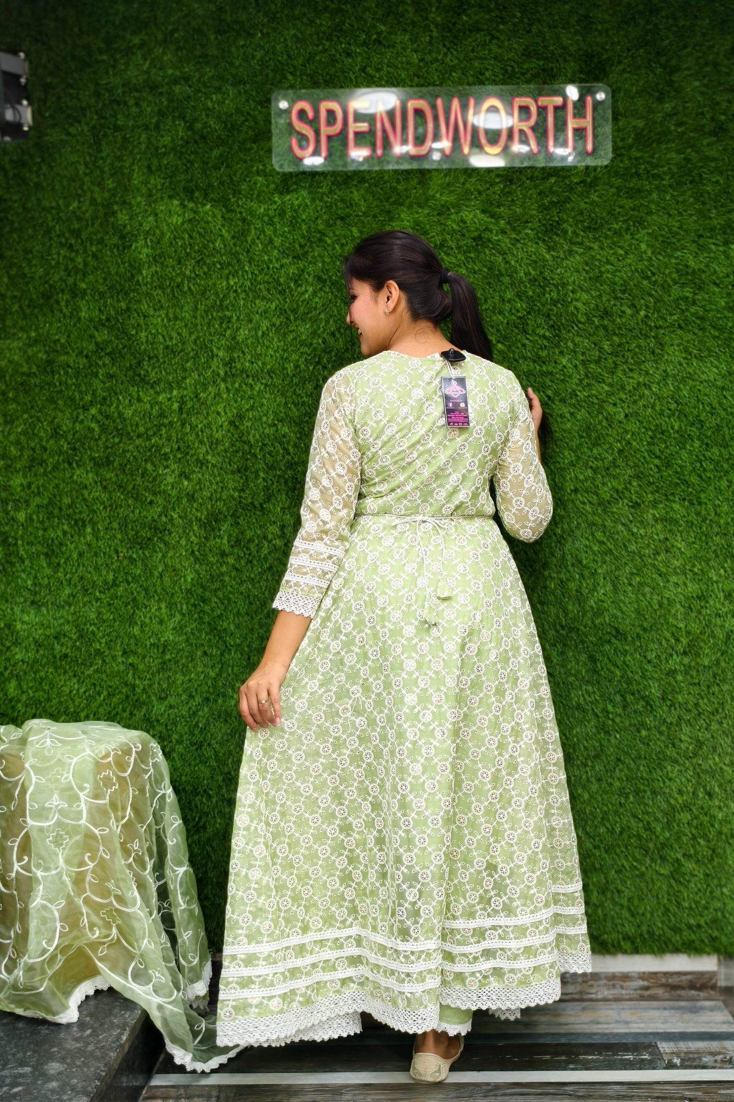 Full voluminous Yet Casual Anarkali kurta set in thread work