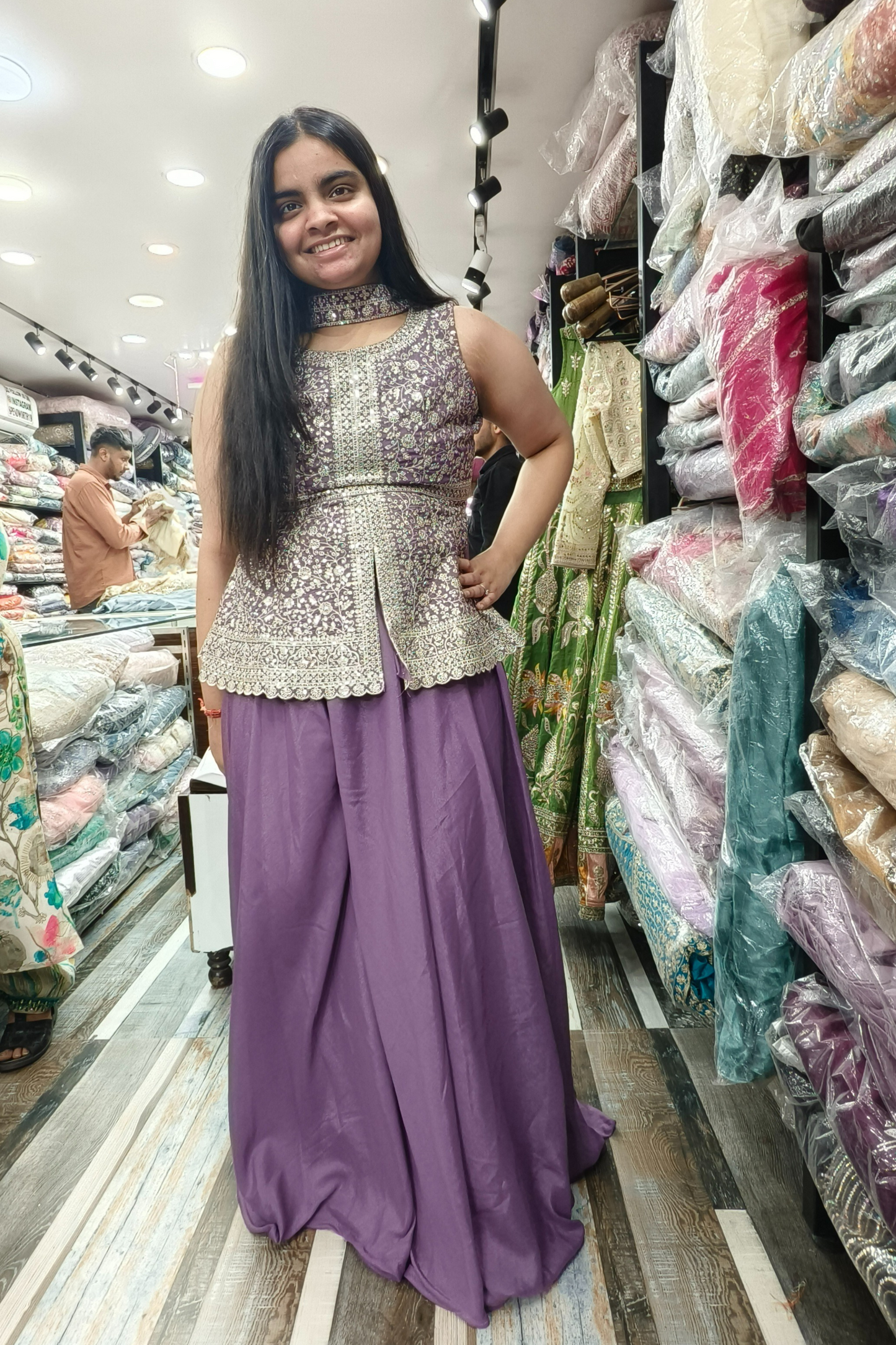 Short Peplum Partywear Dress in Georgette