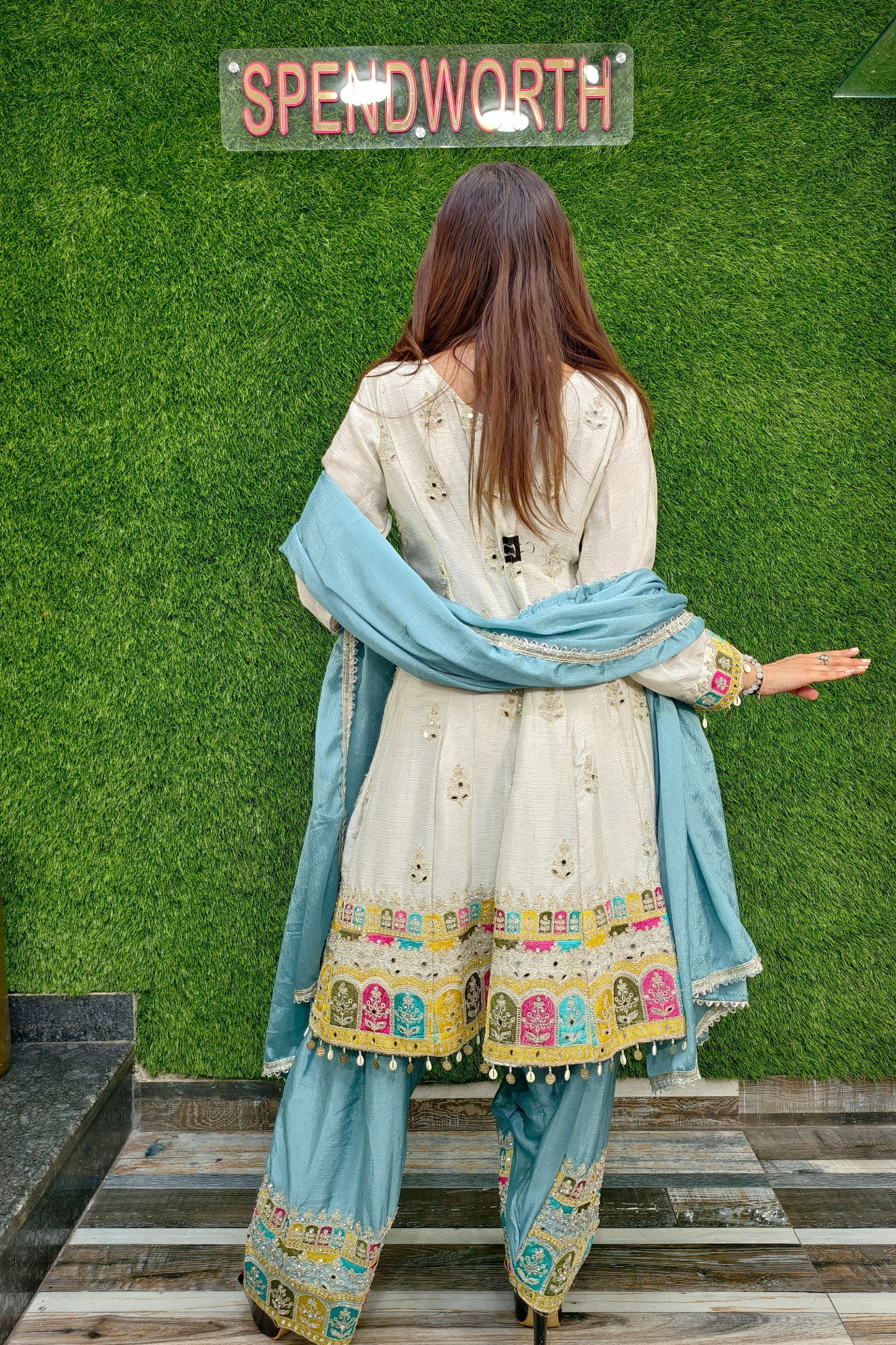 Arshi Salwar Suit With Multi Embroidery Detailing