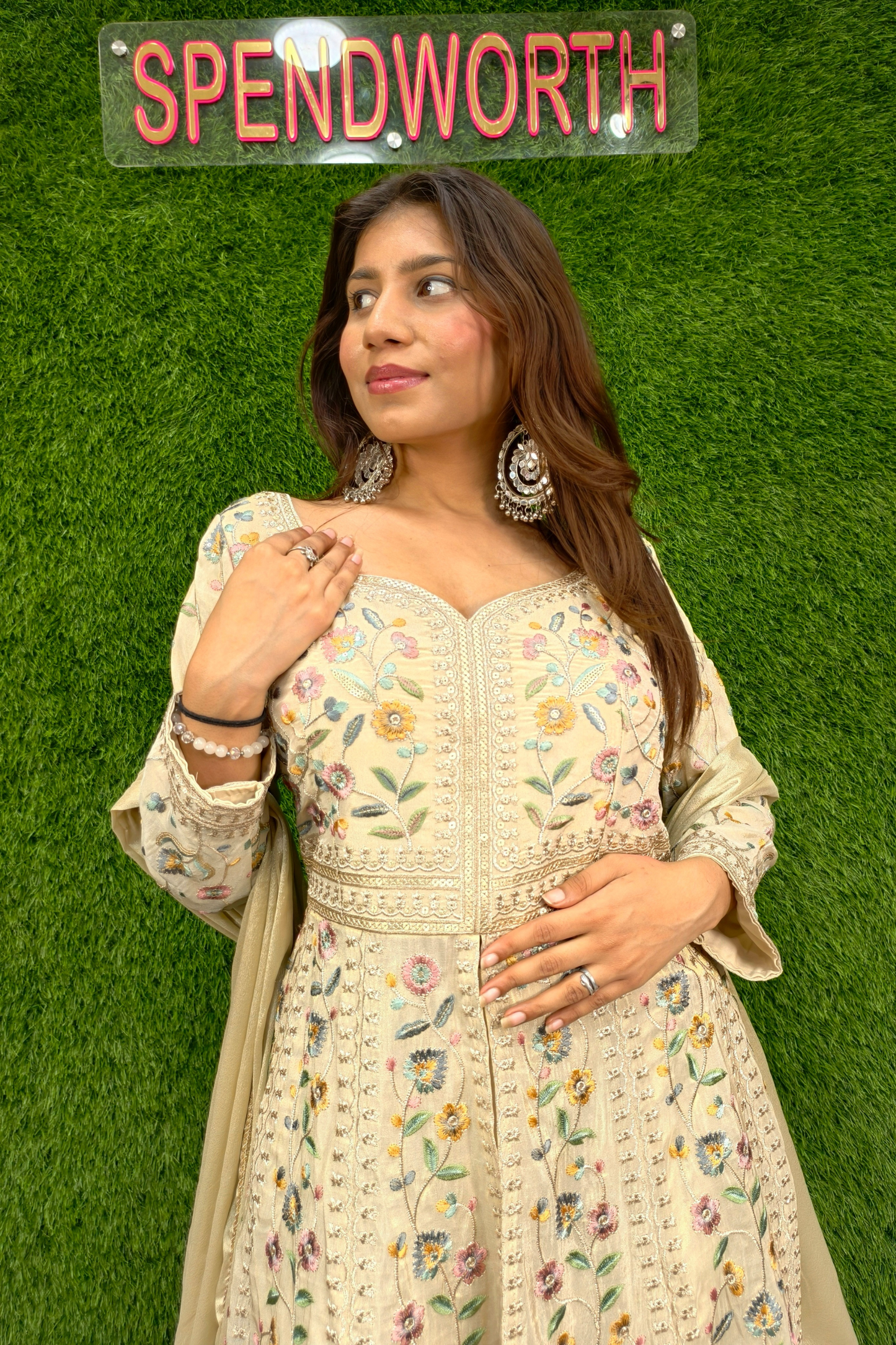 Partywear Front slit Anarkali kurta with pants