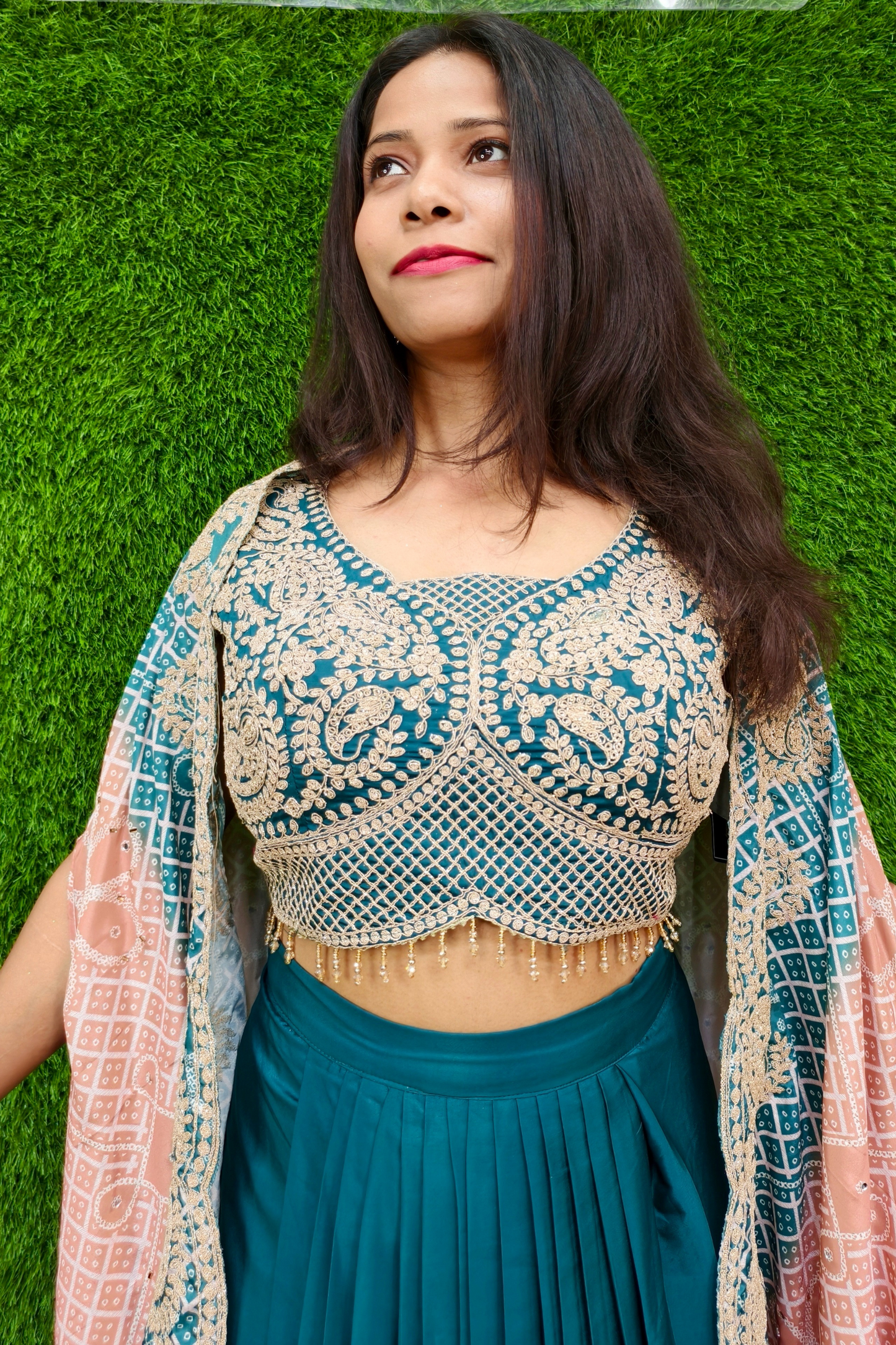 Indo Western dress with shrug in tie die shade