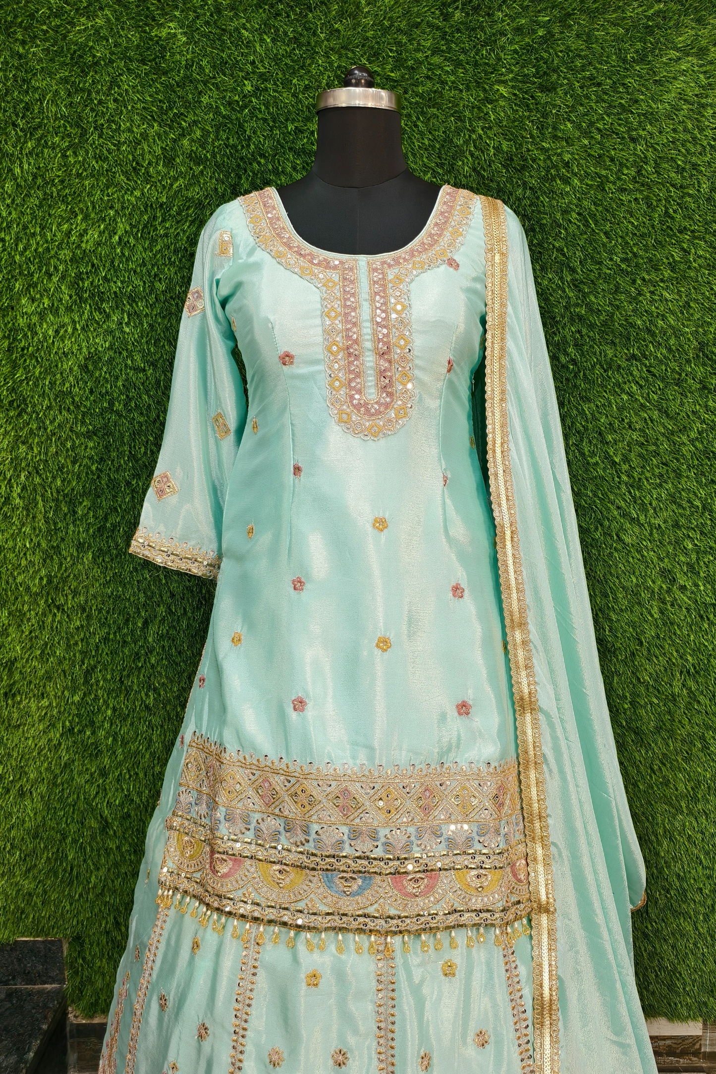 Indo Western Ethnic Wear Dress in Chinnon Silk