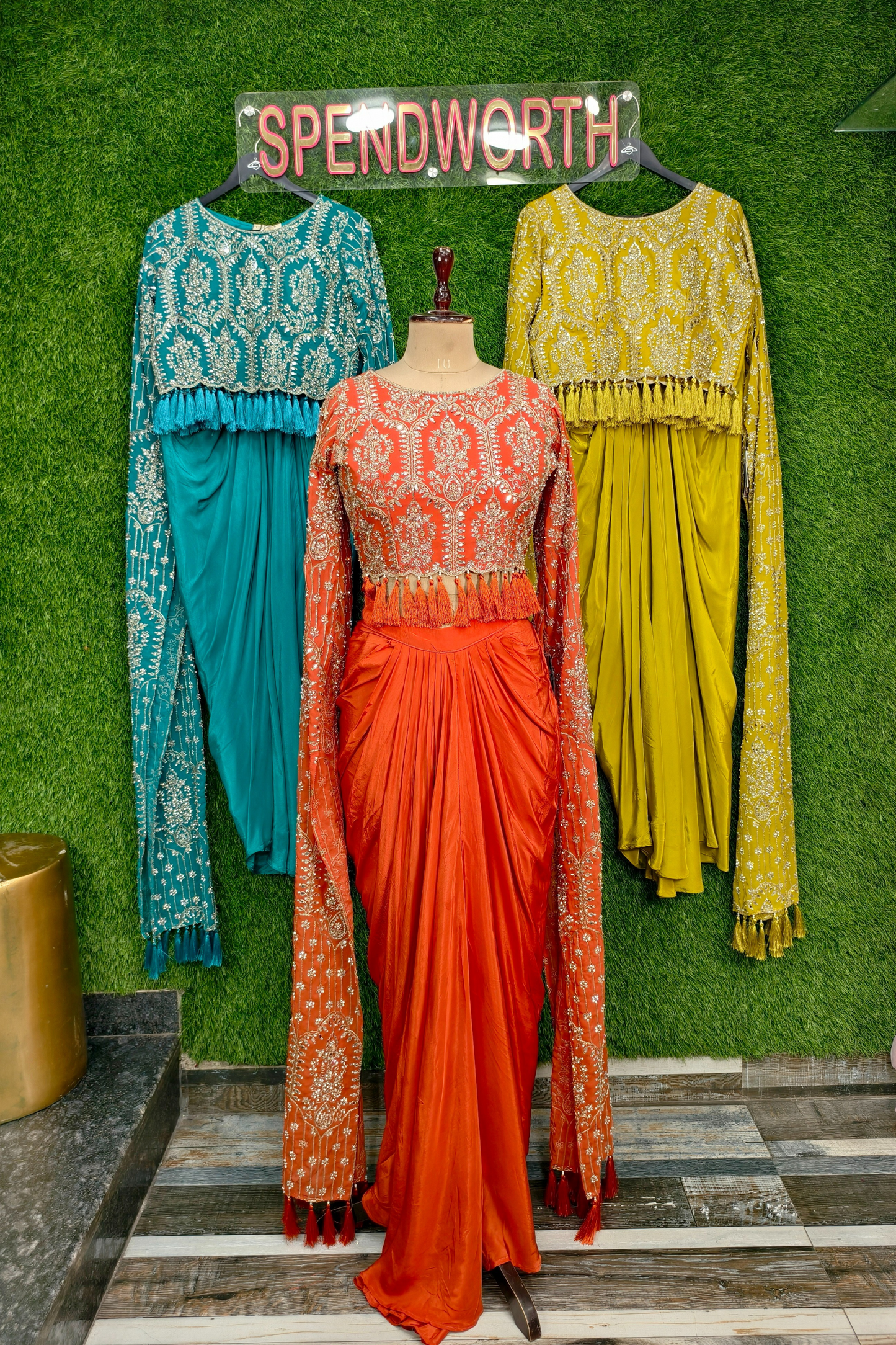 Designer Crop Top Skirt With Long Designer sleeves