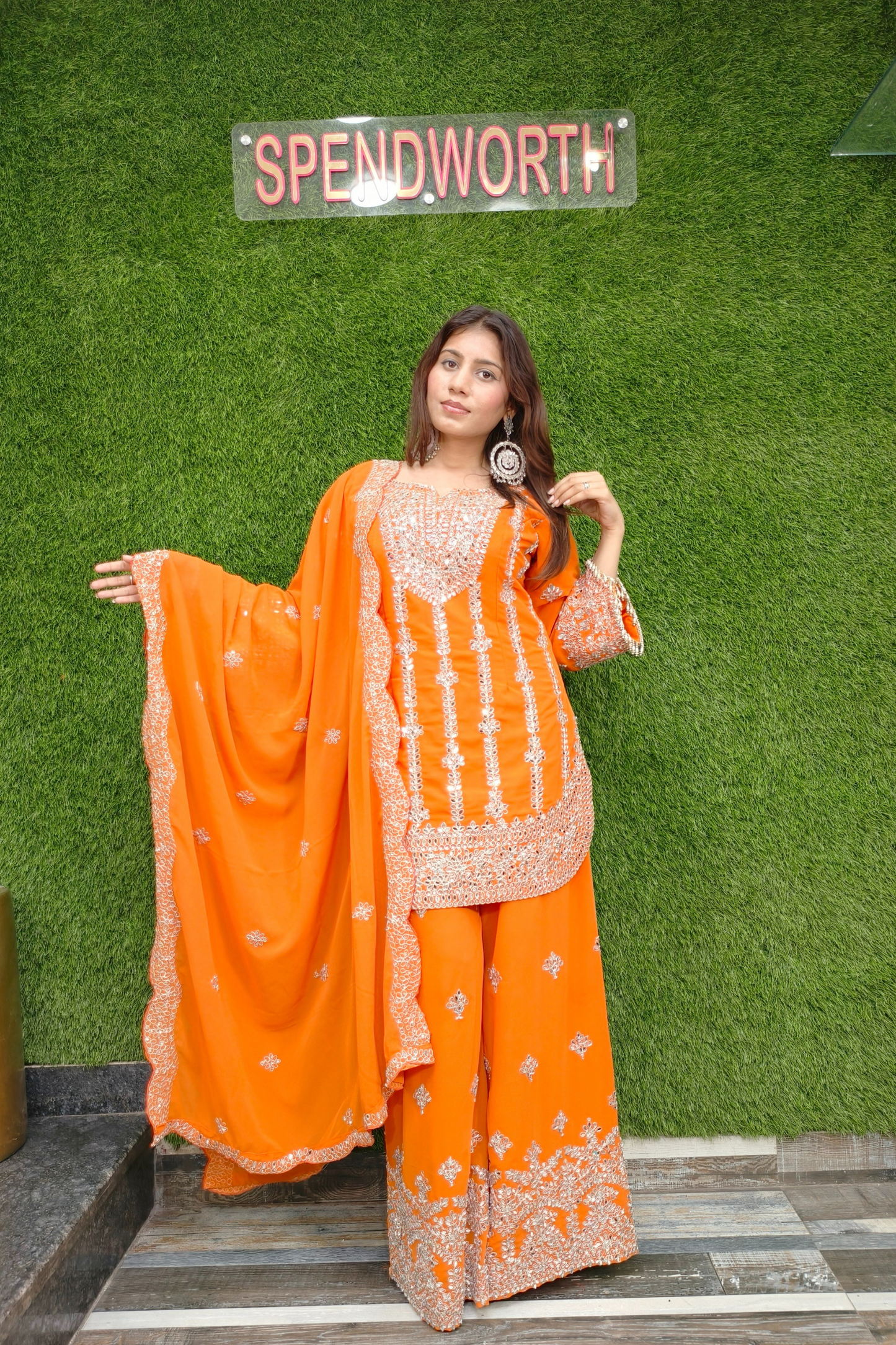 Mirror Work Partywear Sharara Suit
