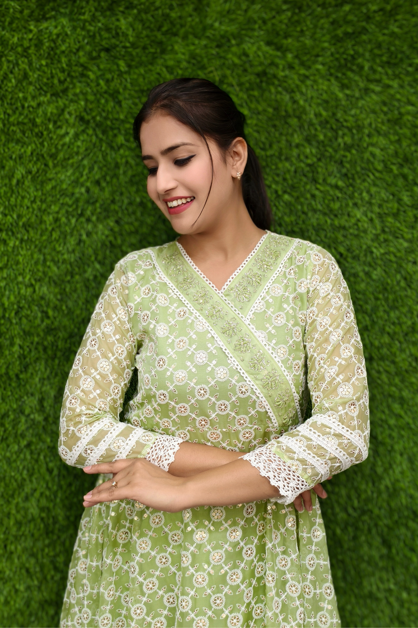 Full voluminous Yet Casual Anarkali kurta set in thread work