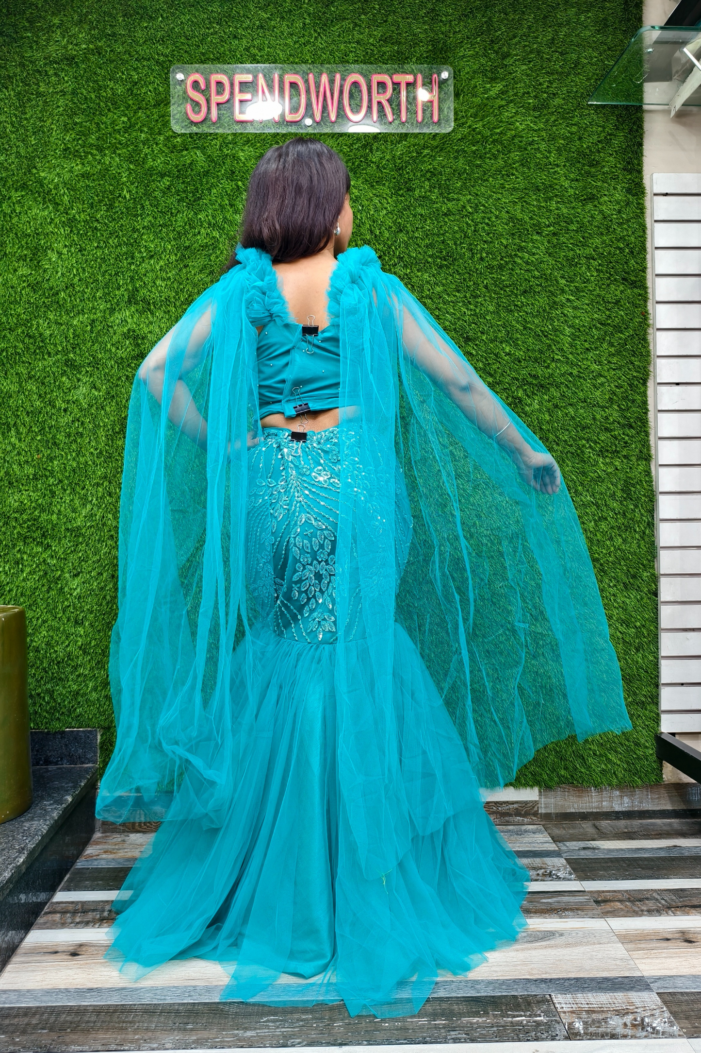 Beautiful Fish Cut Lehenga Choli in Firozi Colour