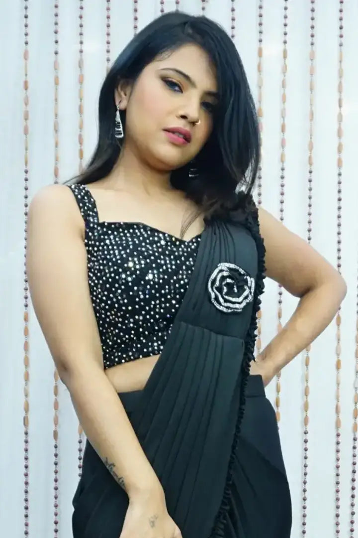 Ready to wear hot sale black saree