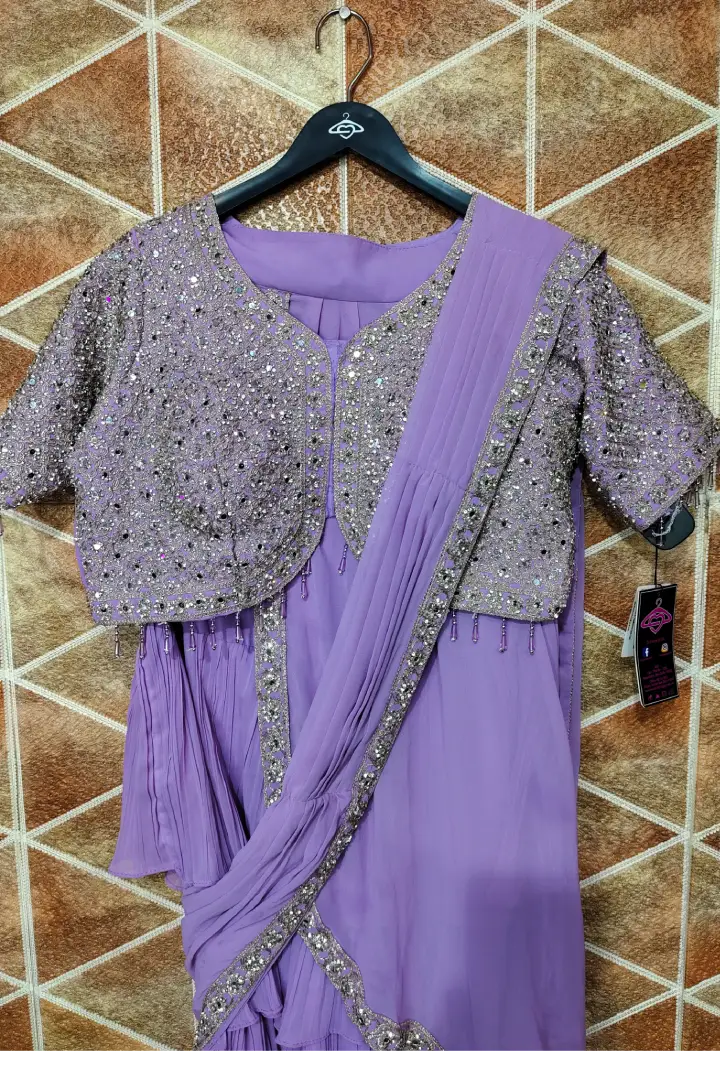 Indo Western Drape Dress In Blue