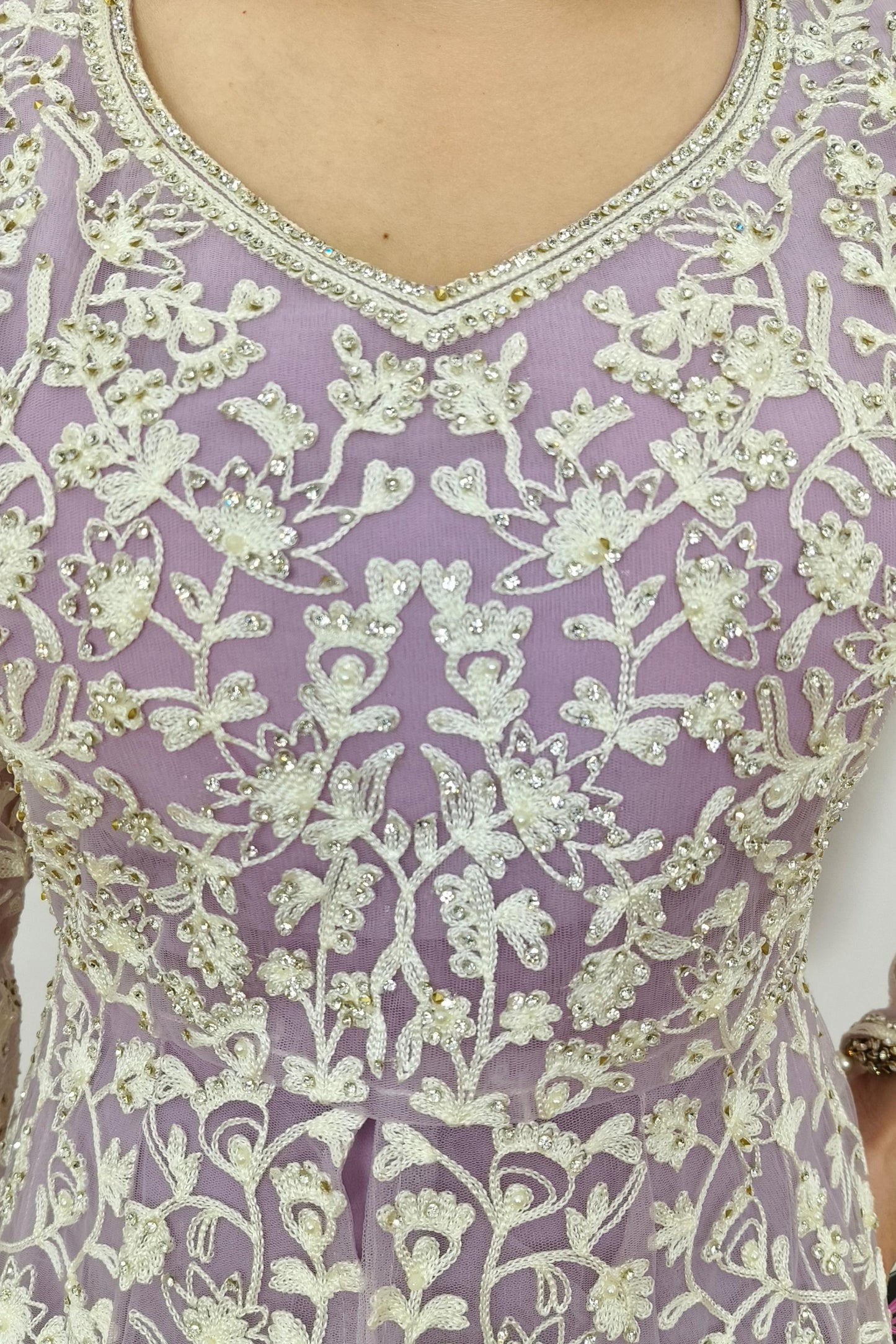Indo western High Low Partywear Dress With Plazo in Lavender