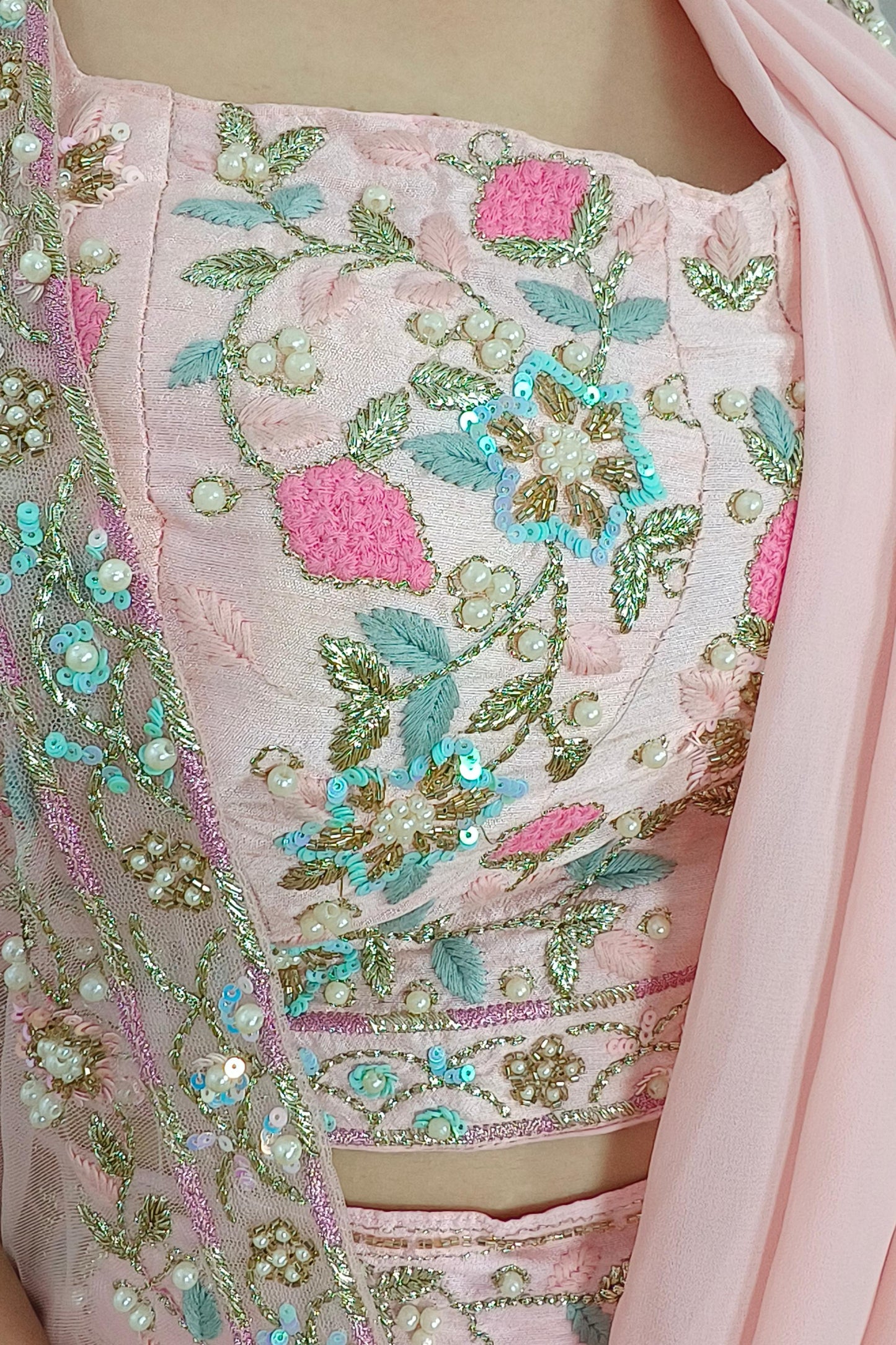 Indo western Drape Dress With Embroidered Overshrug in Lotus pink