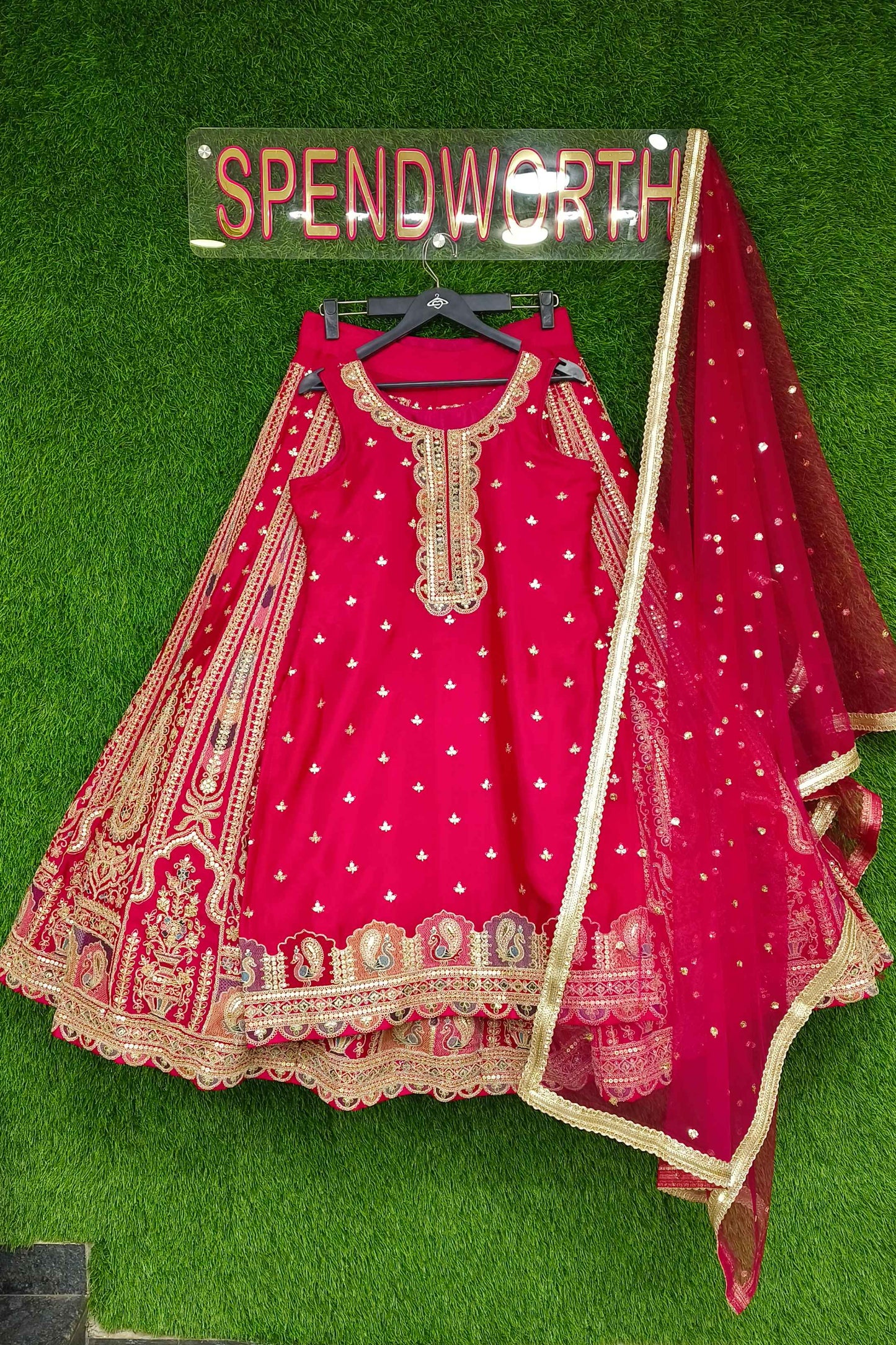 Straight Shirt With heavy Embroidered lehenga Indo Western Dress In Chinnon Silk With Duppatta