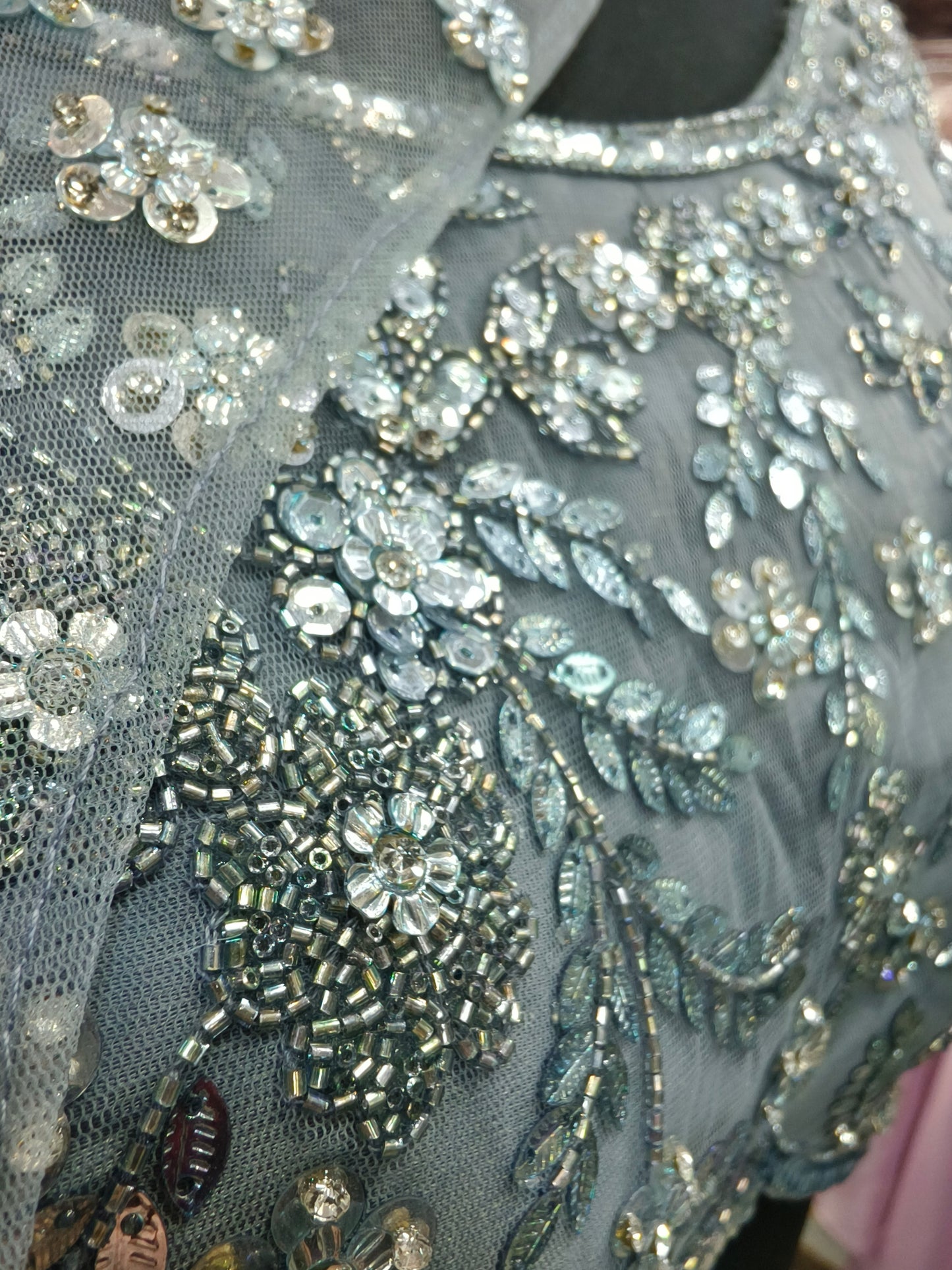 Designer Hand Work Choli With Satin Pleated Flared Skirt With Embroidered net One Side Cape Style Neck Choker Duppatta
