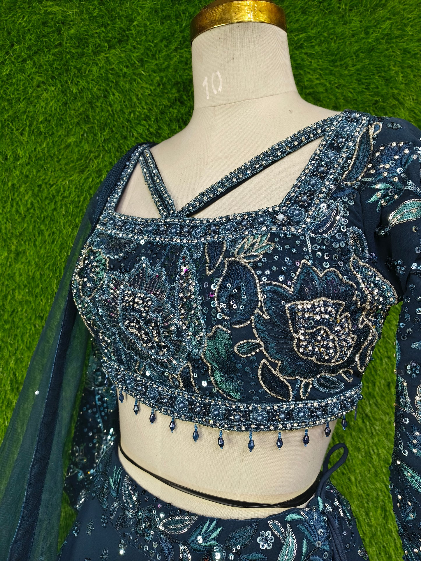 Full Sequence And Thread Work Embroidered Stylish Blouse Heavy lehenga Choli In Blue With Duppatta