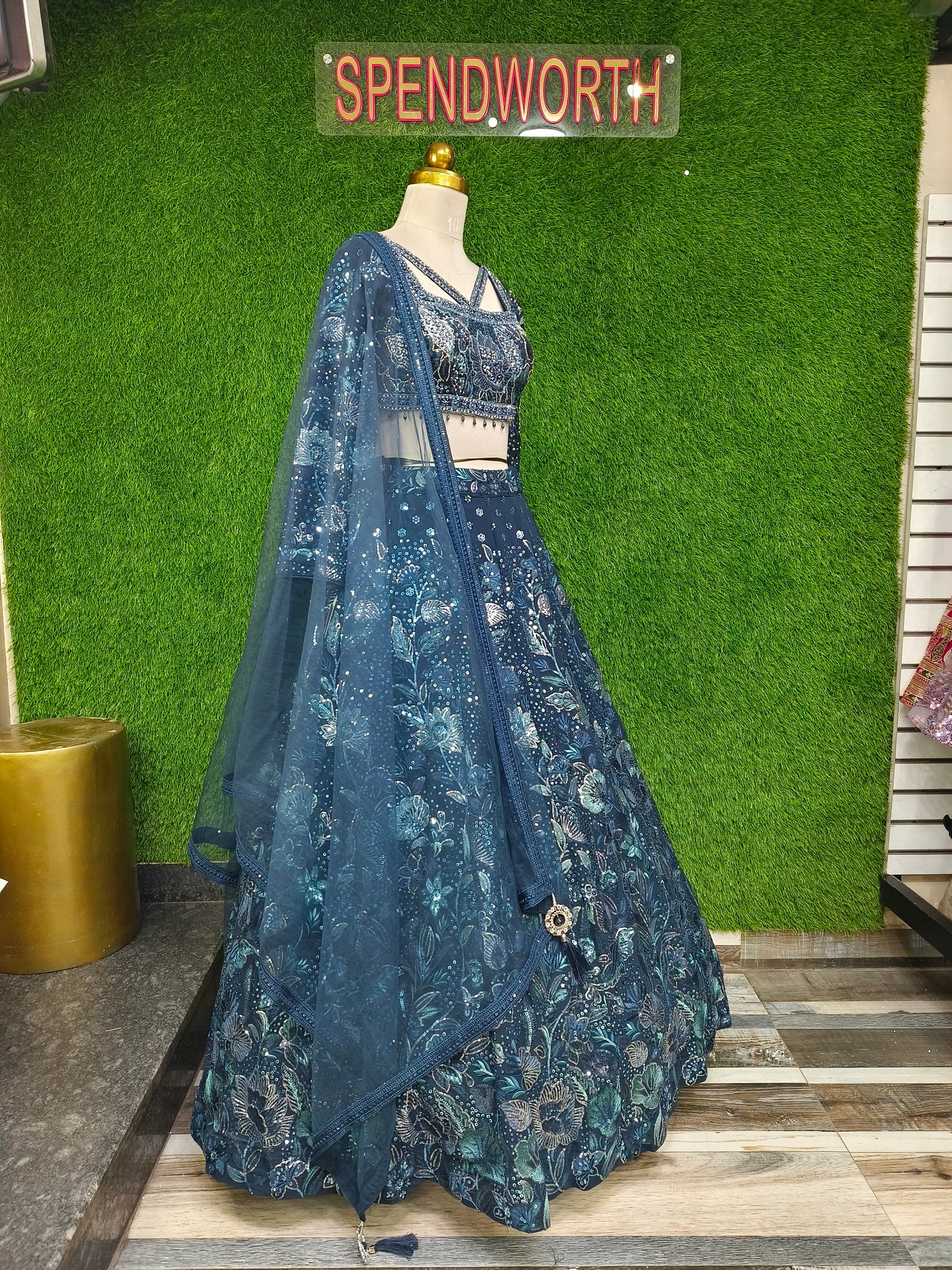 Full Sequence And Thread Work Embroidered Stylish Blouse Heavy lehenga Choli In Blue With Duppatta