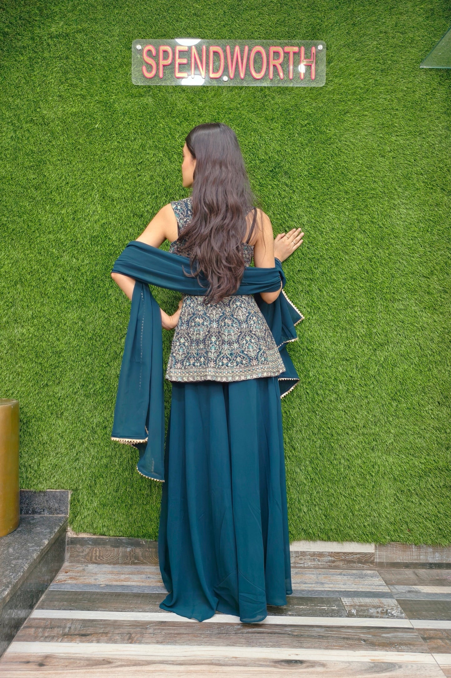 Beautiful Front Back Embroidered Partywear Cord Set