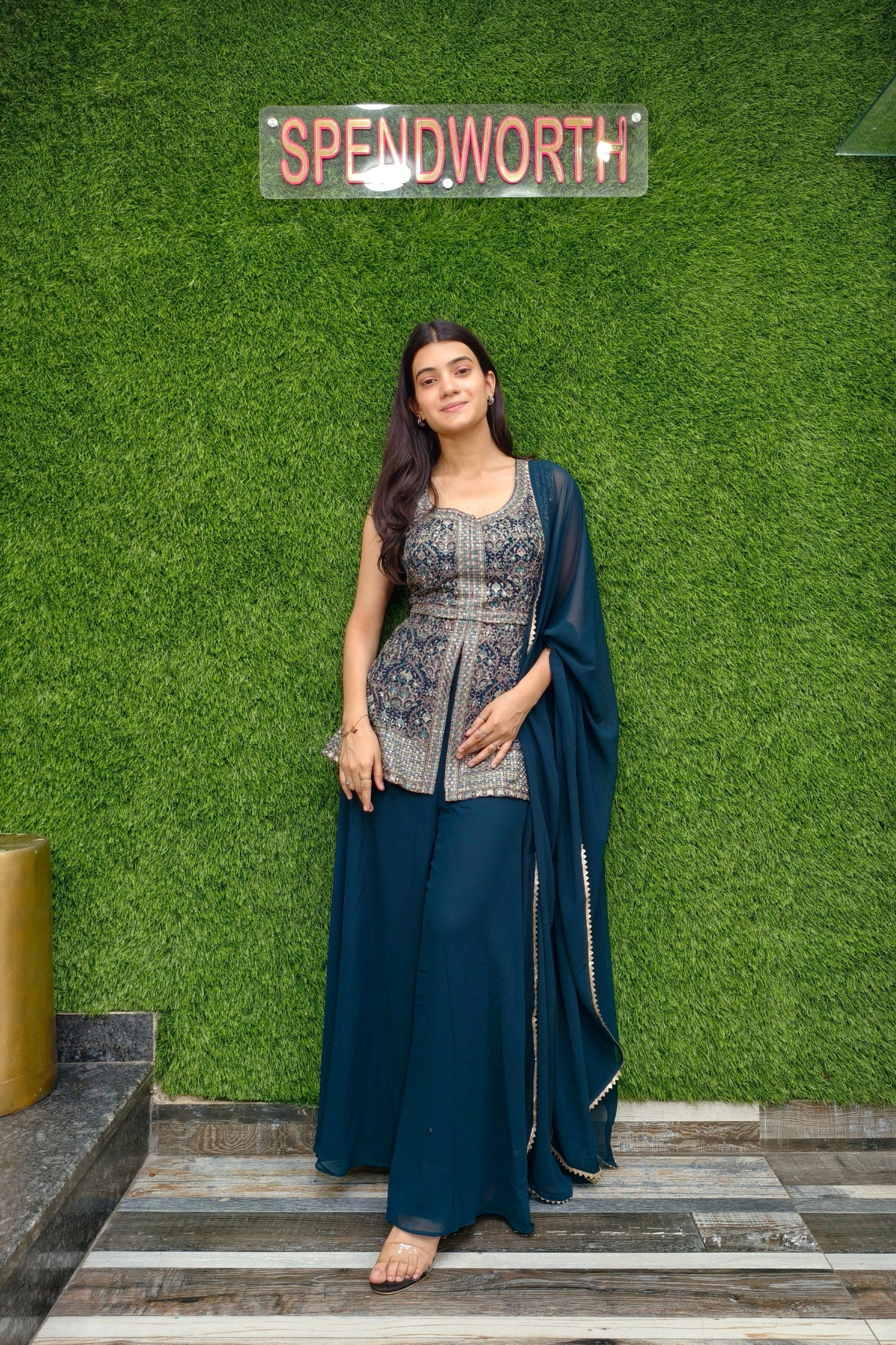 Beautiful Front Back Embroidered Partywear Cord Set