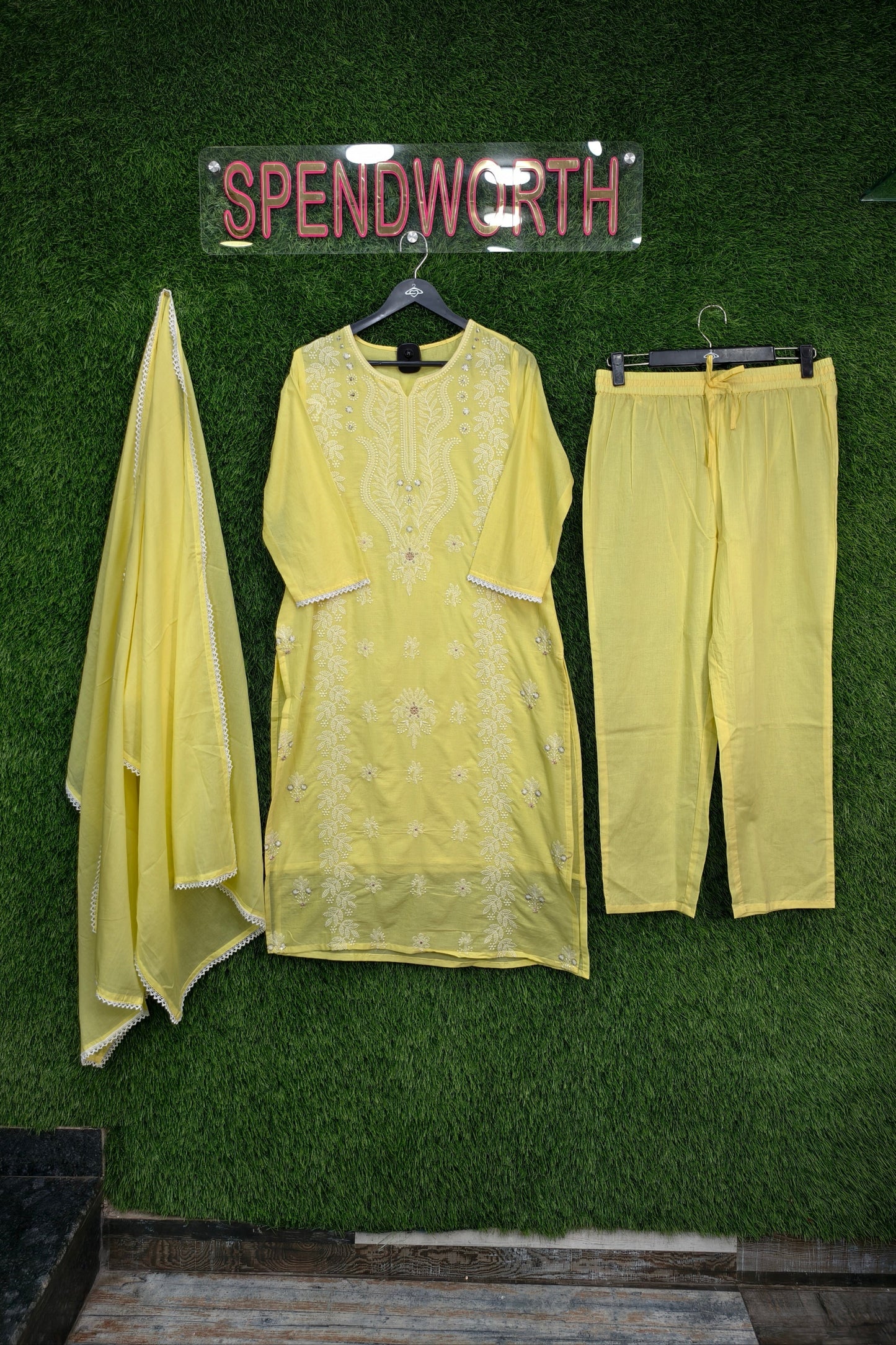Pure Cotton Straight Suit Set with Dupatta