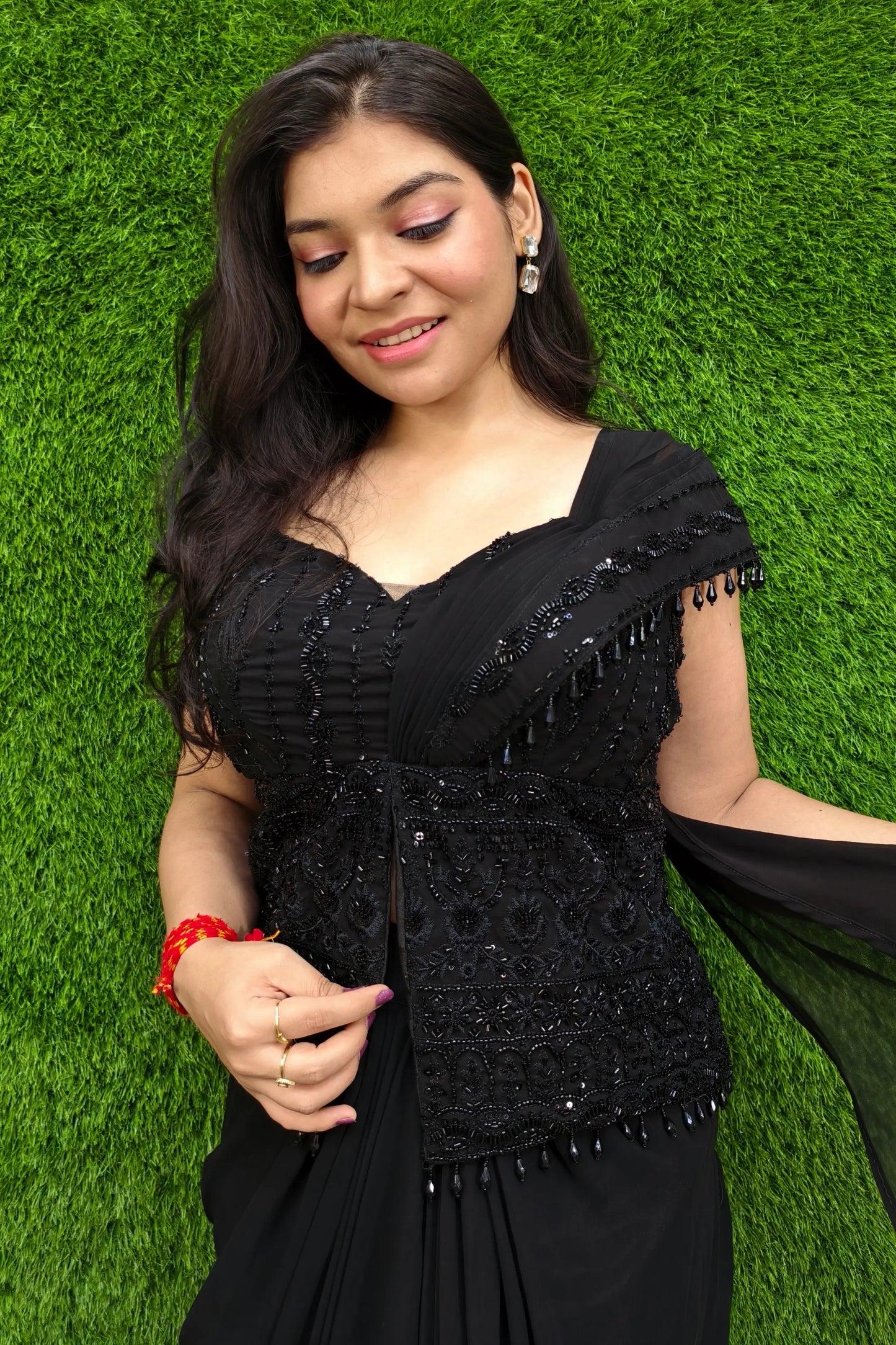 Beautiful Cocktail Peplum Drape Dress in Black