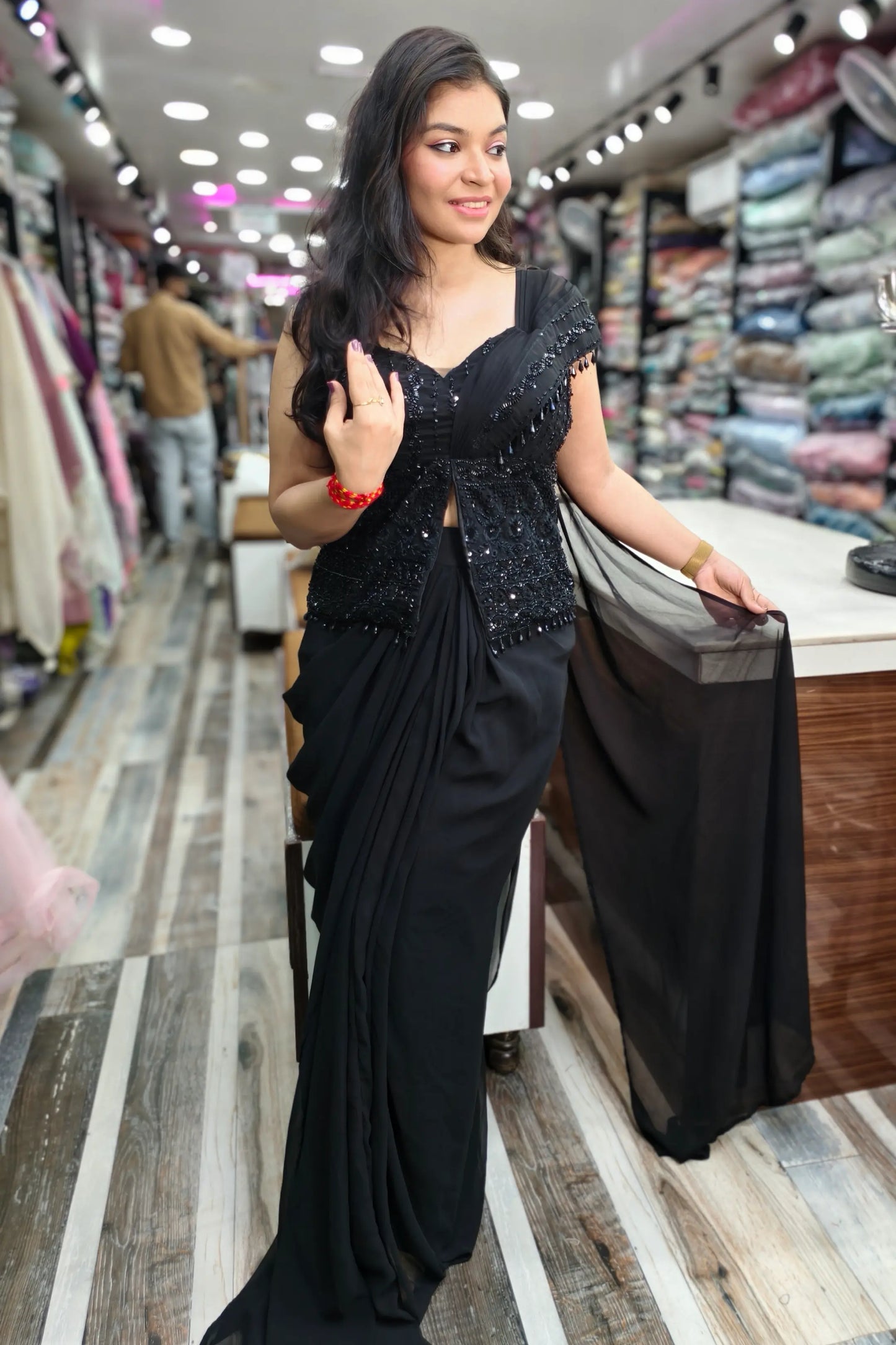 Beautiful Cocktail Peplum Drape Dress in Black