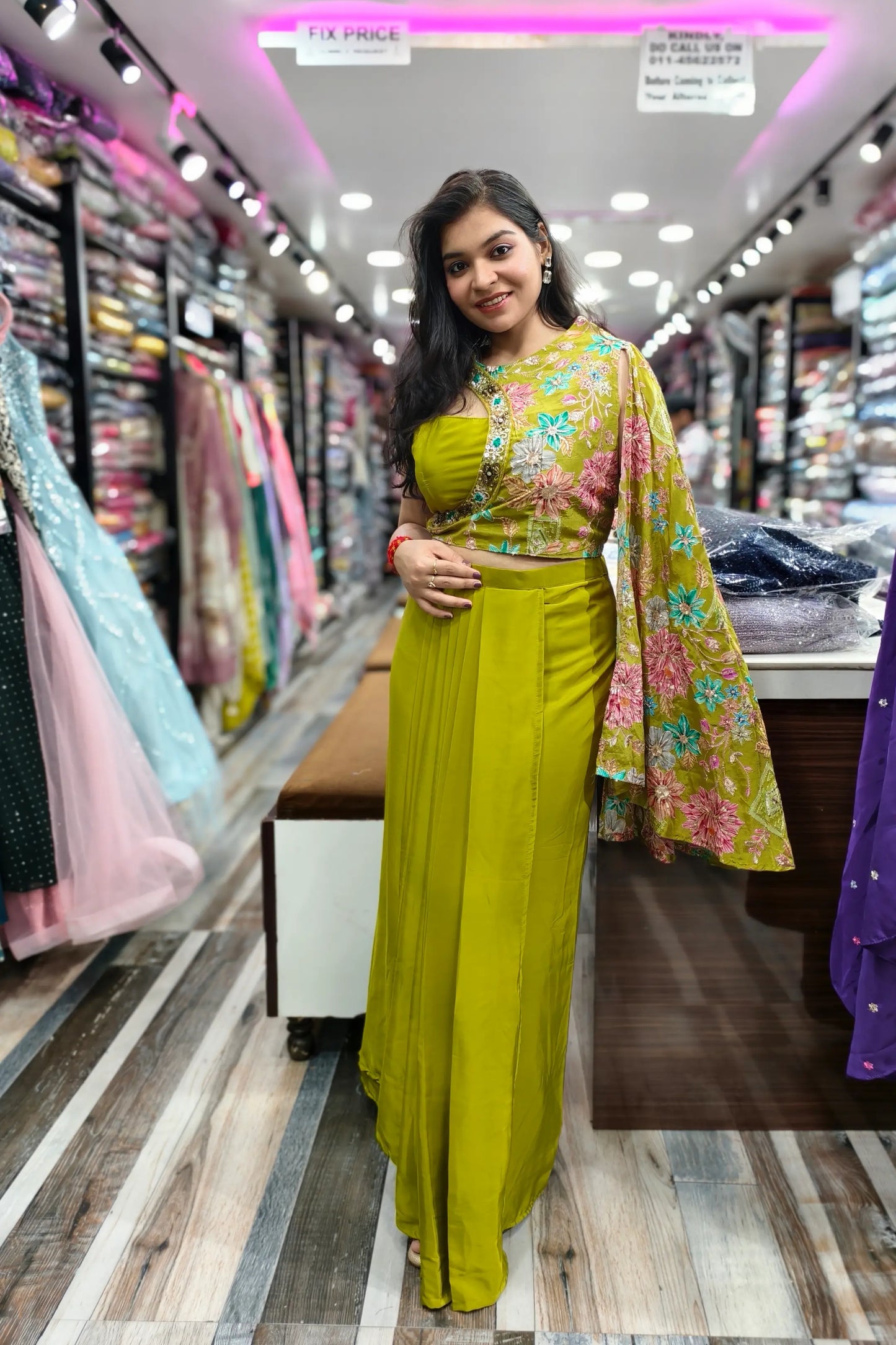 Designer Crop Top Skirt For Mehendi Occasion