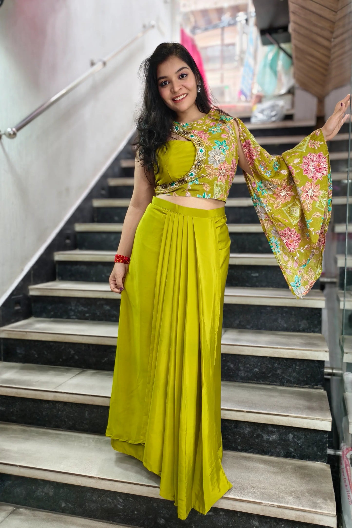 Designer Crop Top Skirt For Mehendi Occasion