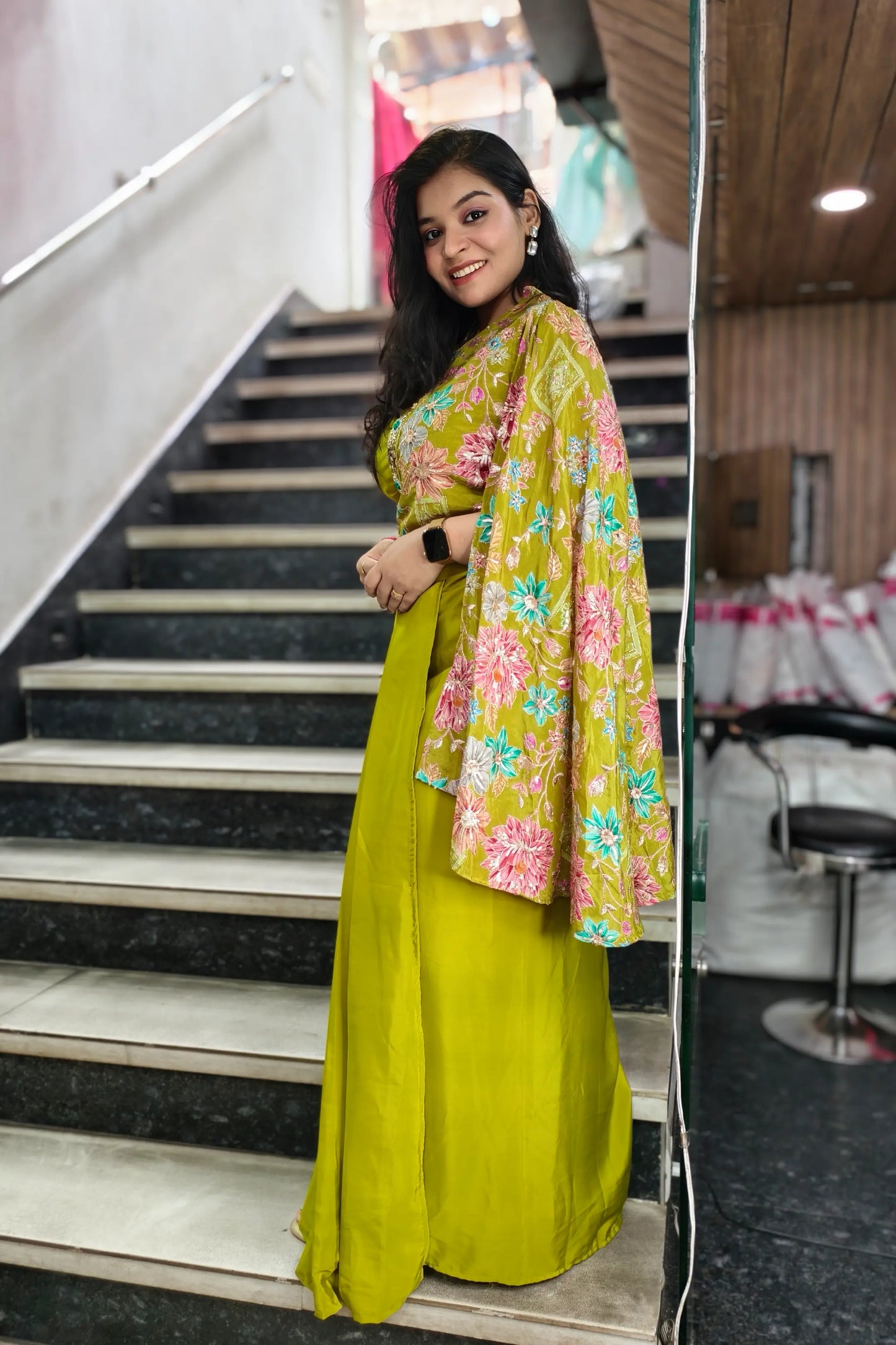 Designer Crop Top Skirt For Mehendi Occasion