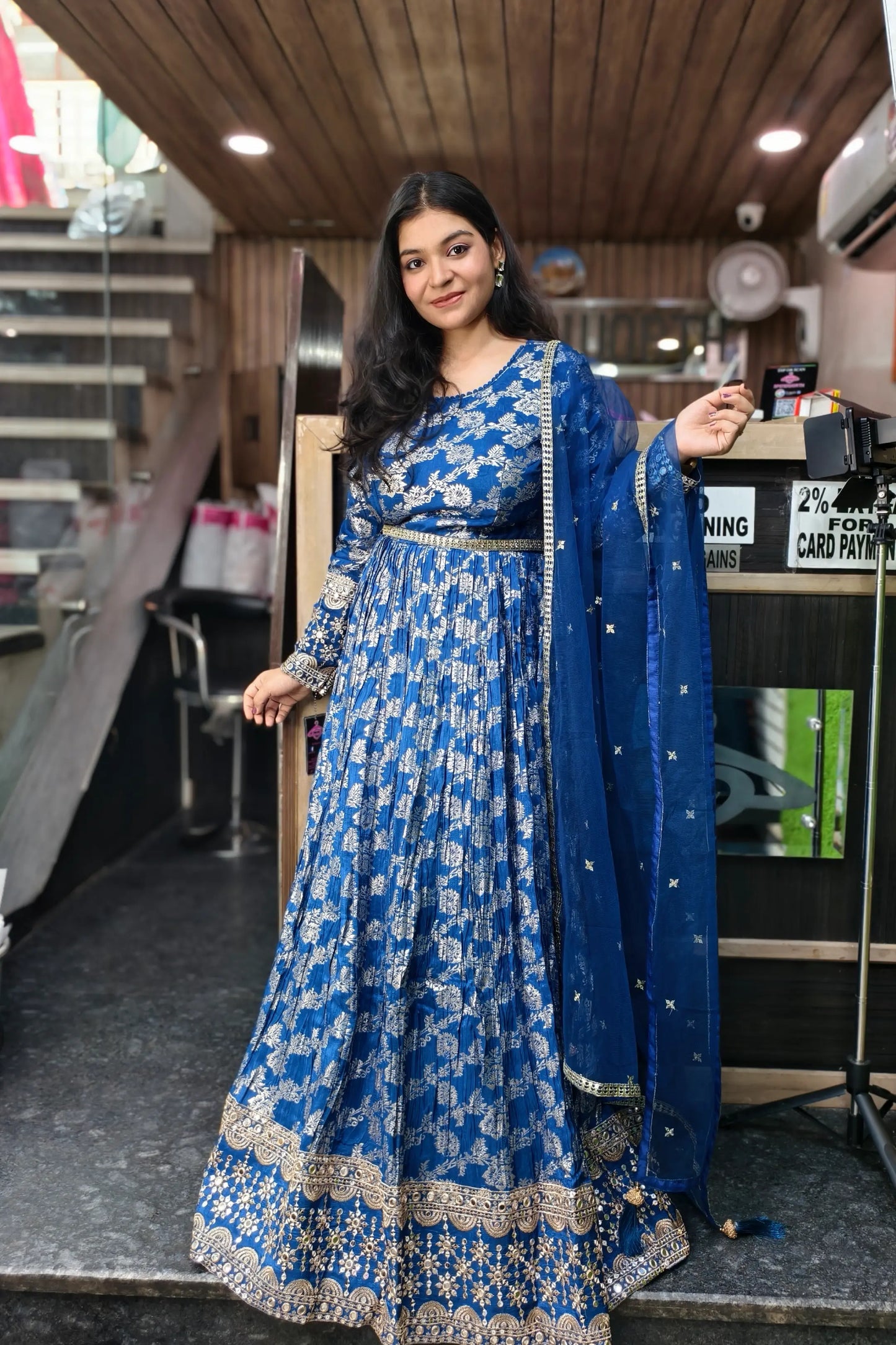 Beautiful Anarkali Dress With duppatta In Pure Banarasi