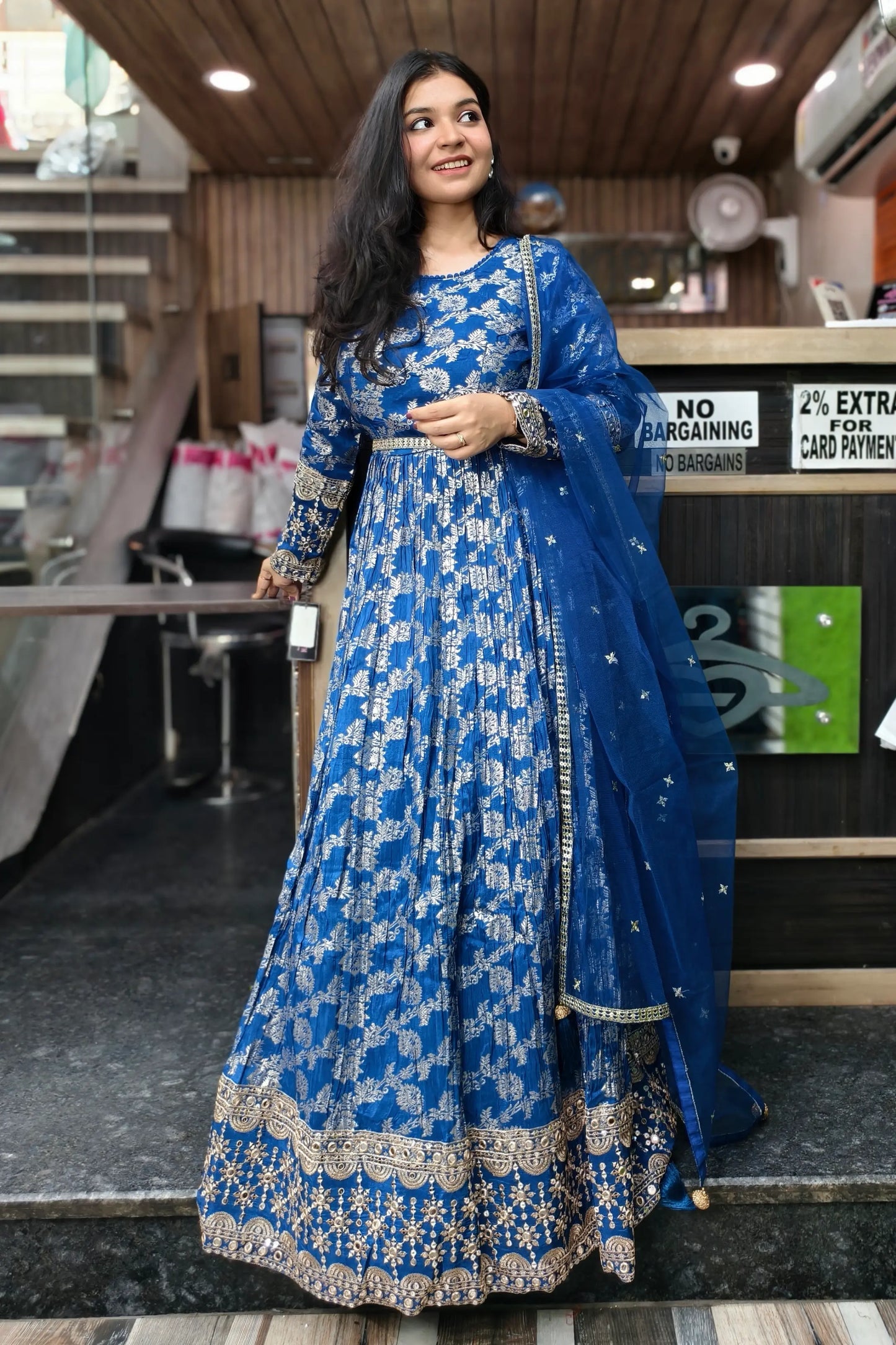 Beautiful Anarkali Dress With duppatta In Pure Banarasi