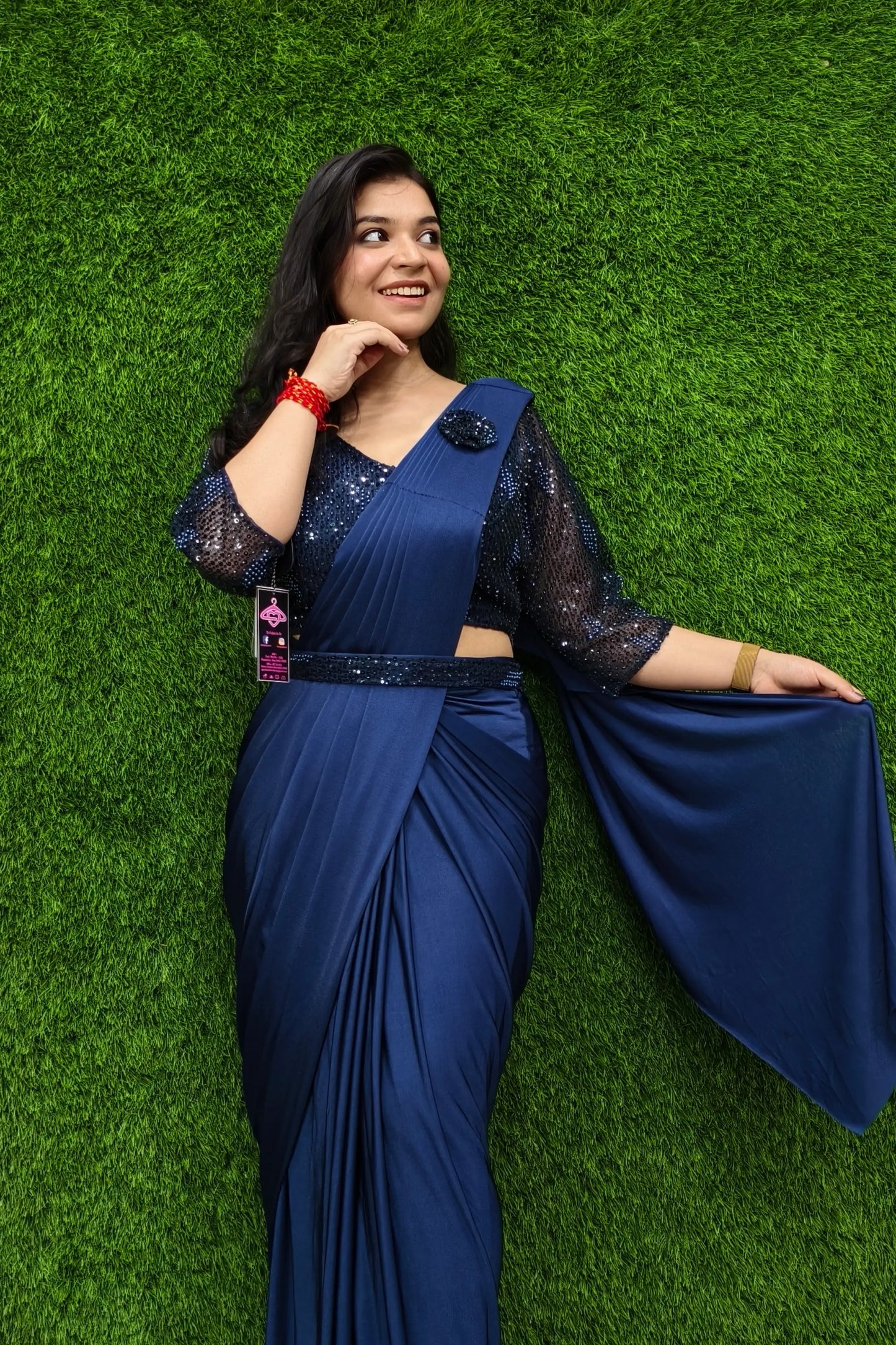 Ready to Wear Drape Dress In Hand Work Full Sleeve Blouse