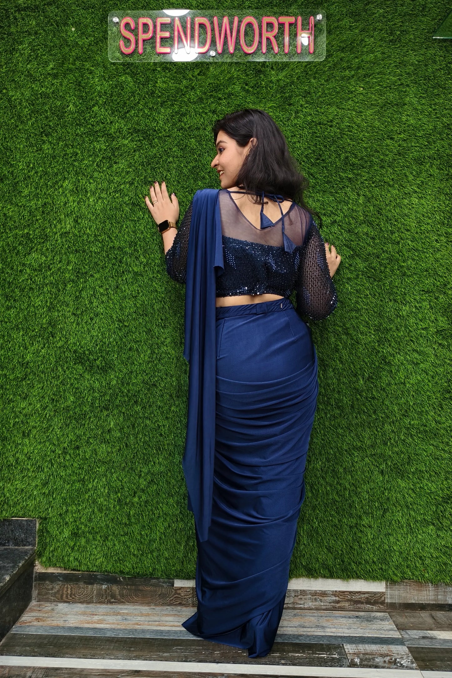 Ready to Wear Drape Dress In Hand Work Full Sleeve Blouse