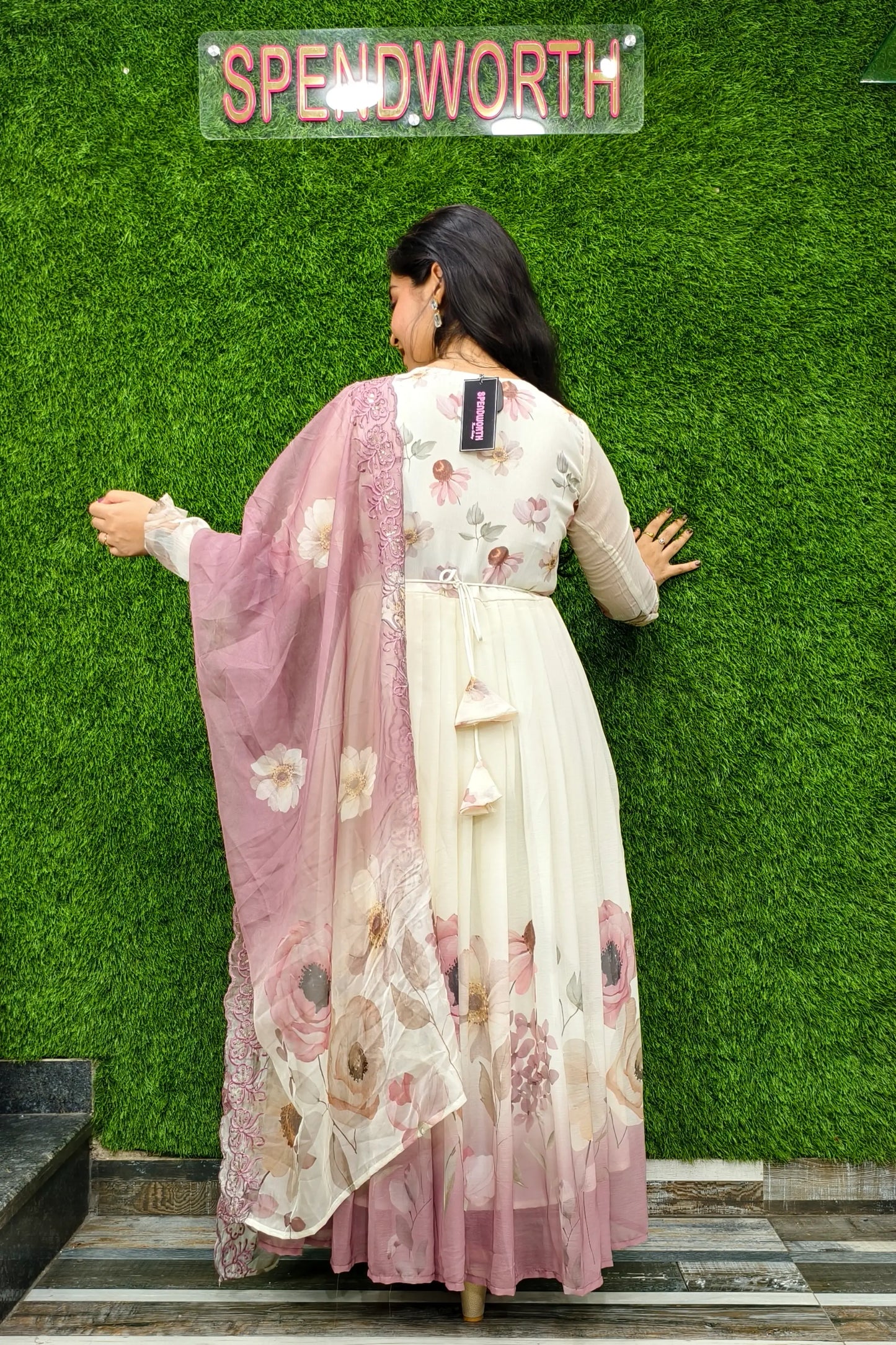 Pure Chiffon Printed Anarkali Partywear Kurta Set With Duppatta