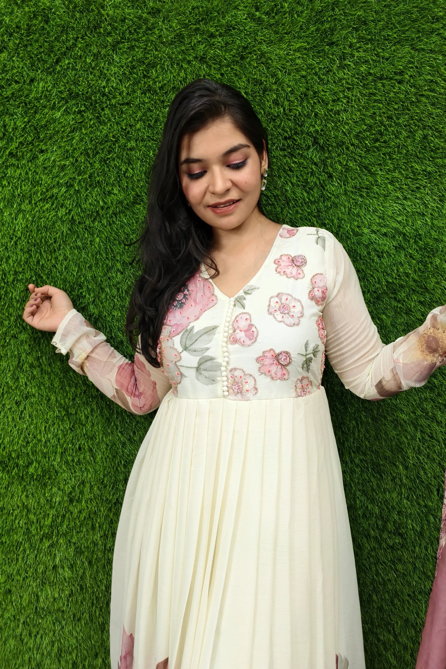 Pure Chiffon Printed Anarkali Partywear Kurta Set With Duppatta