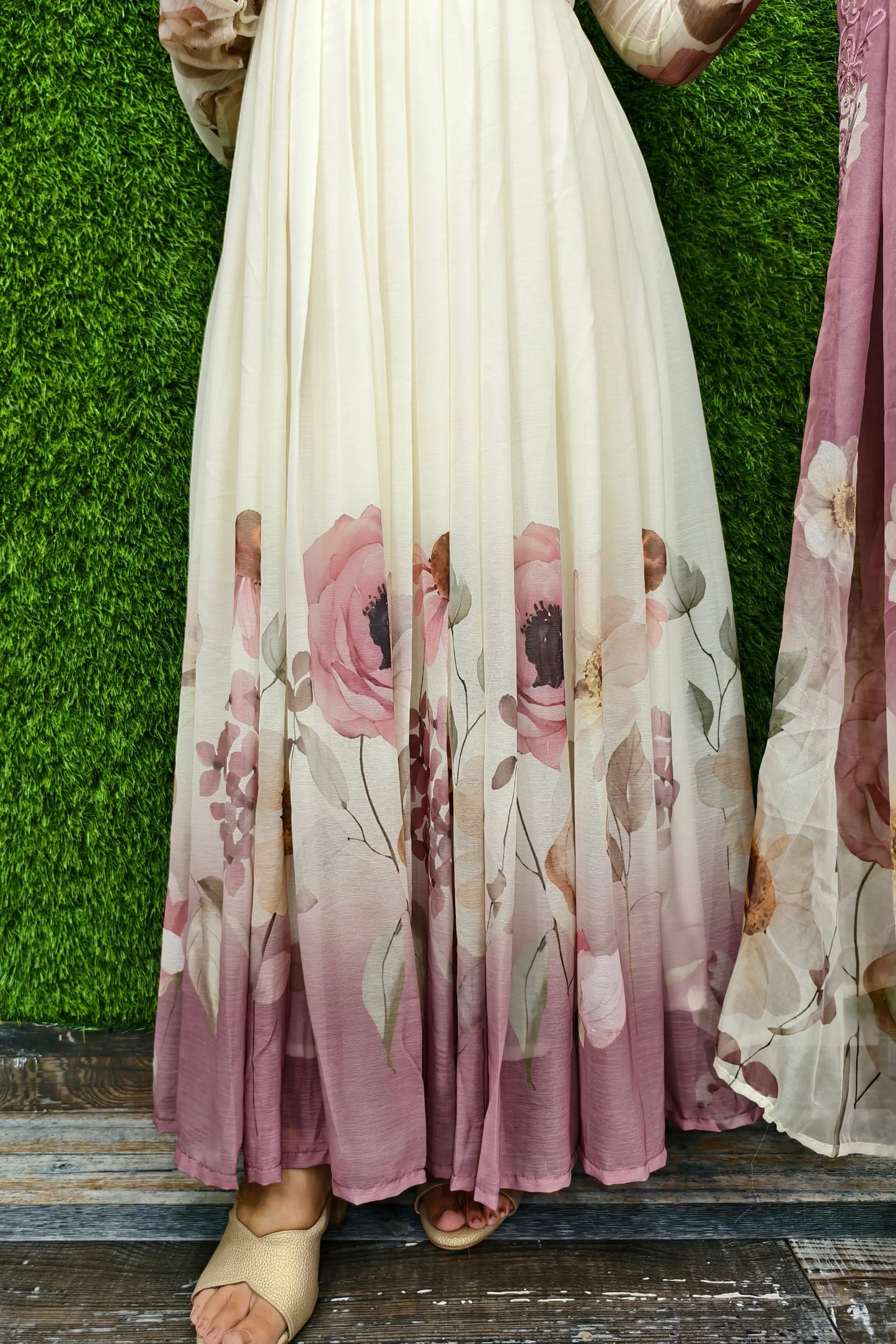 Pure Chiffon Printed Anarkali Partywear Kurta Set With Duppatta