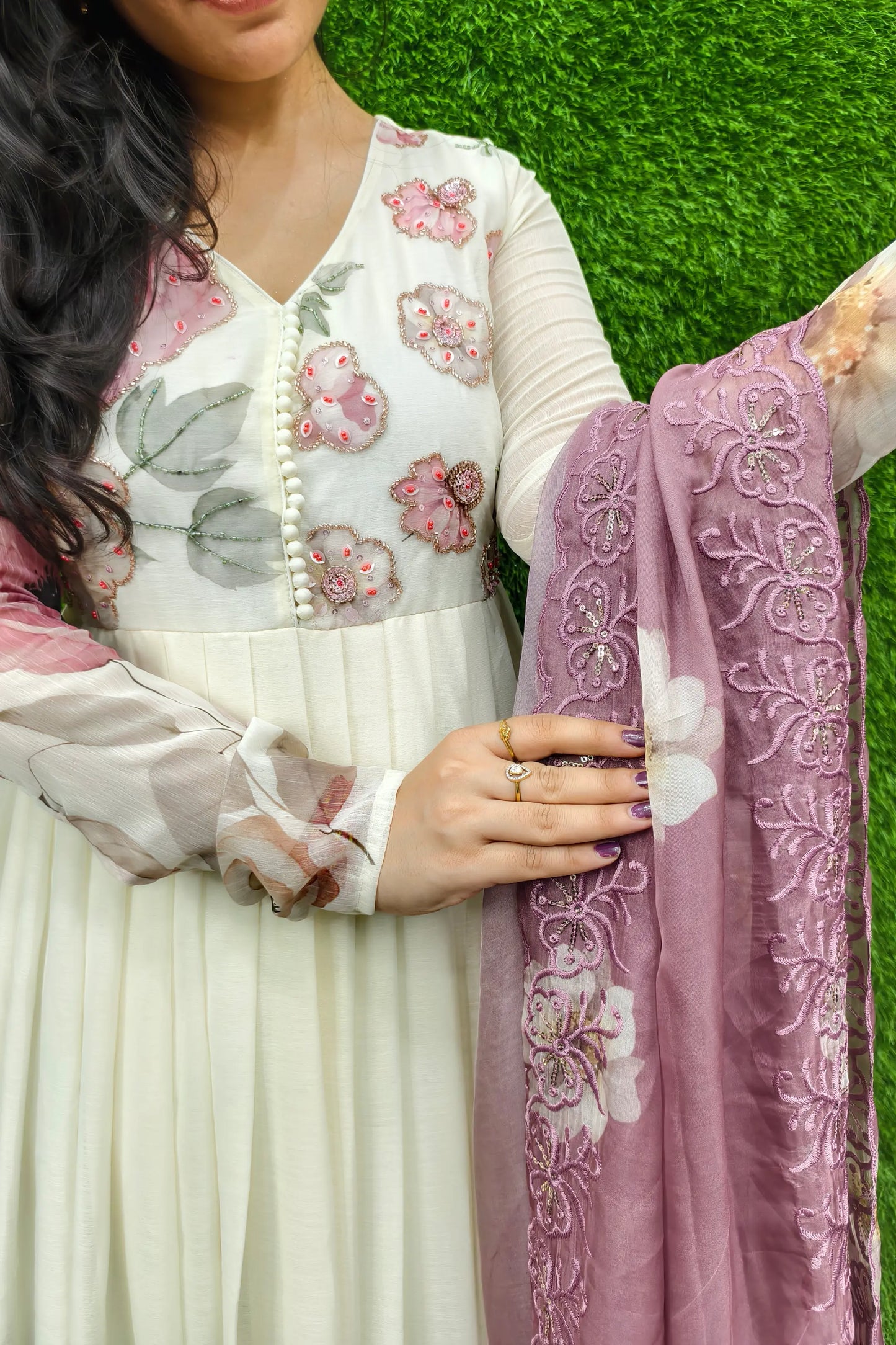 Pure Chiffon Printed Anarkali Partywear Kurta Set With Duppatta