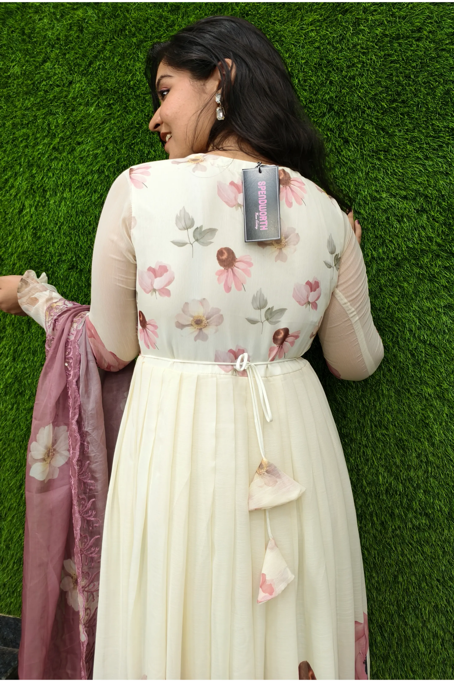 Pure Chiffon Printed Anarkali Partywear Kurta Set With Duppatta