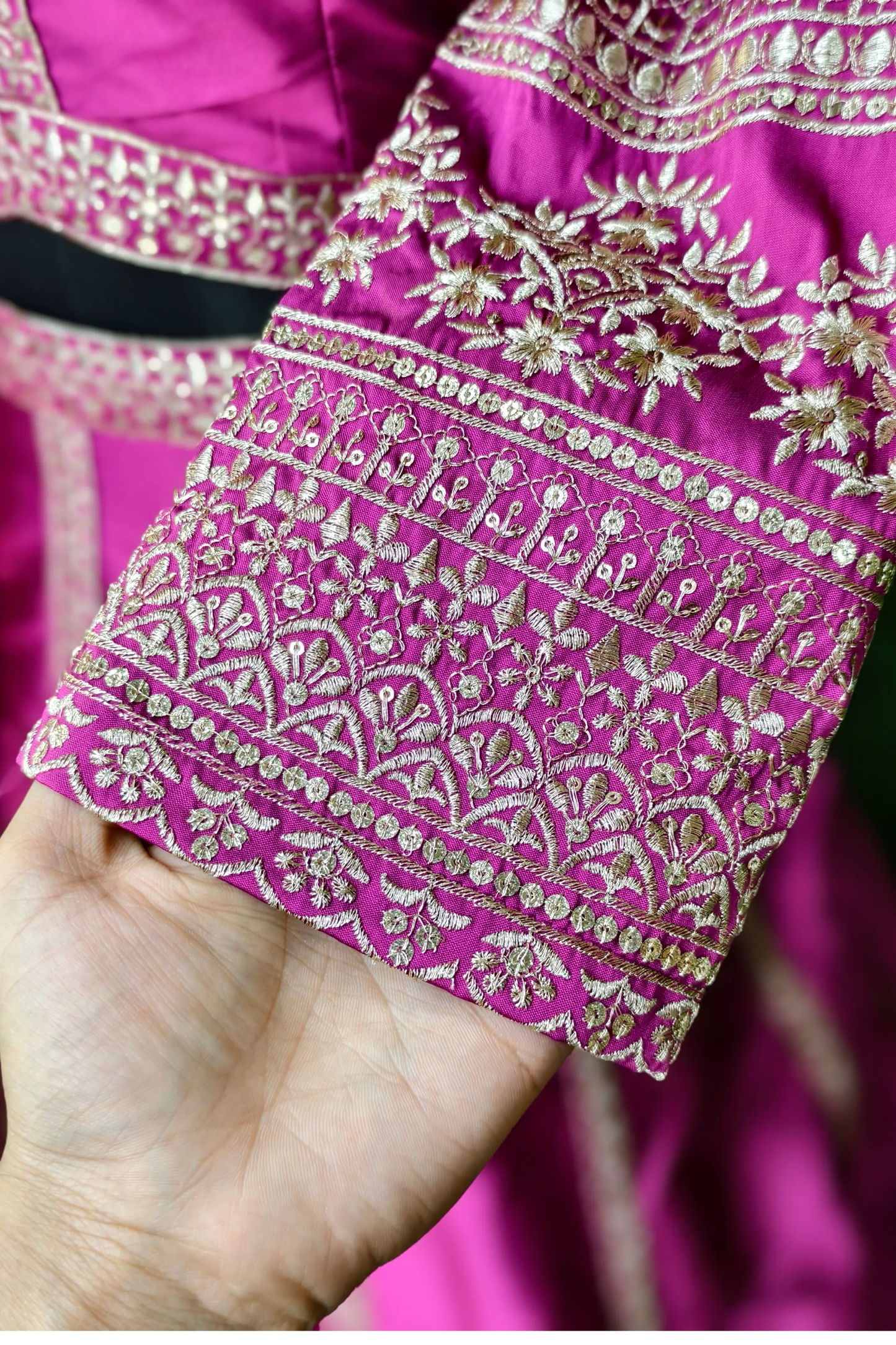 Pure Silk Anarkali Lehenga Choli In Hot Pink