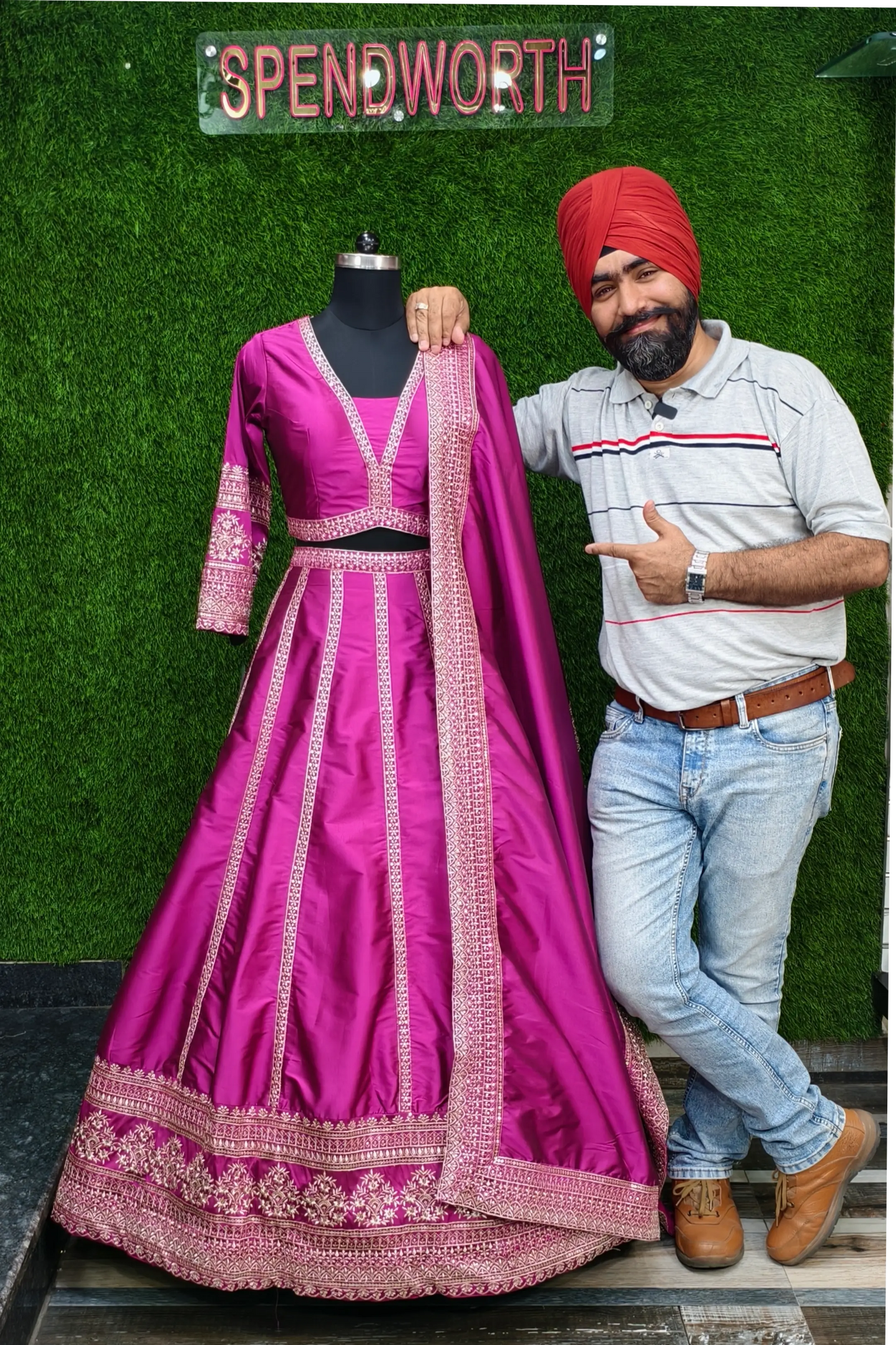 Pure Silk Anarkali Lehenga Choli In Hot Pink