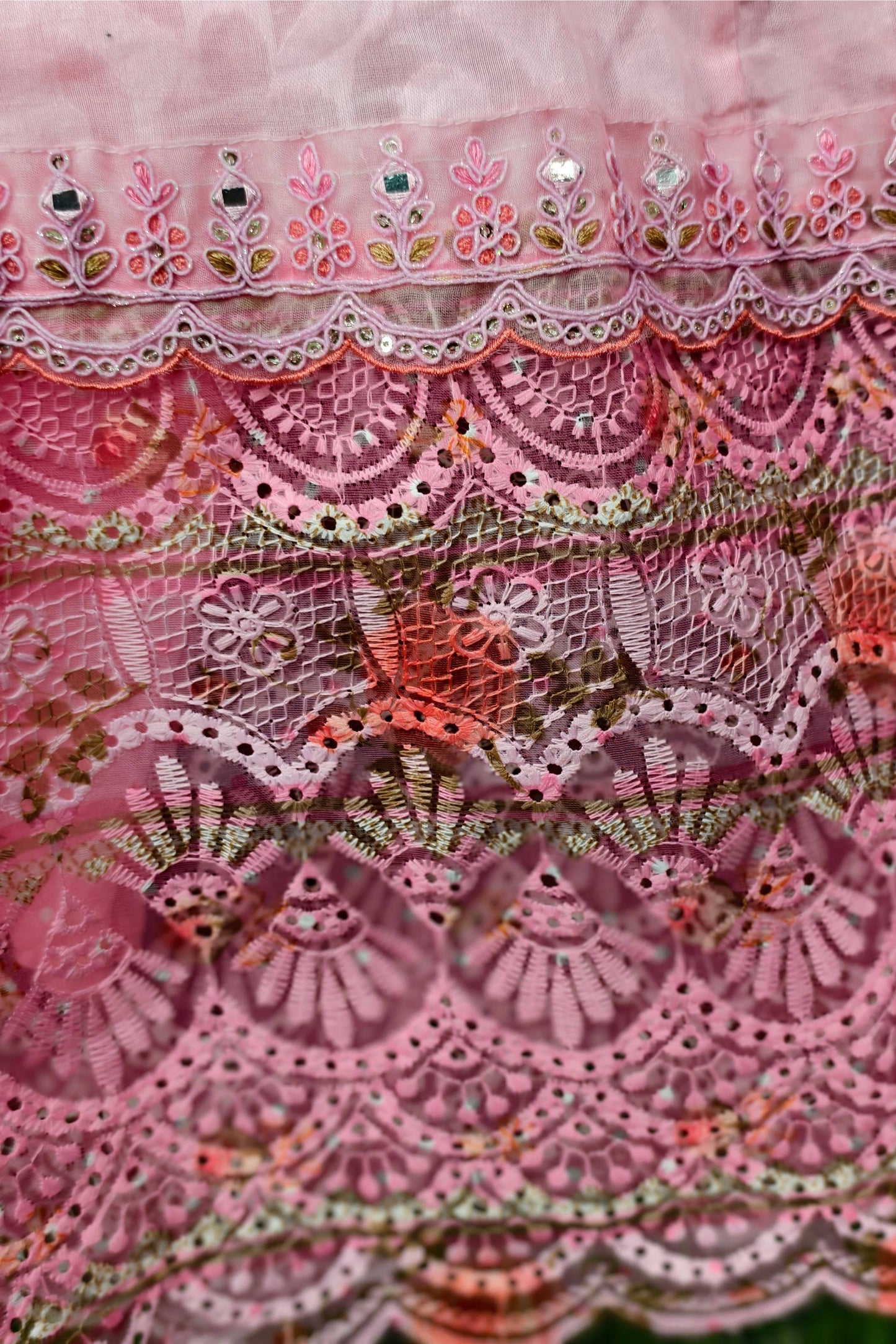 Cotton Anarkali Partywear Kurta Set With Organza Duppatta