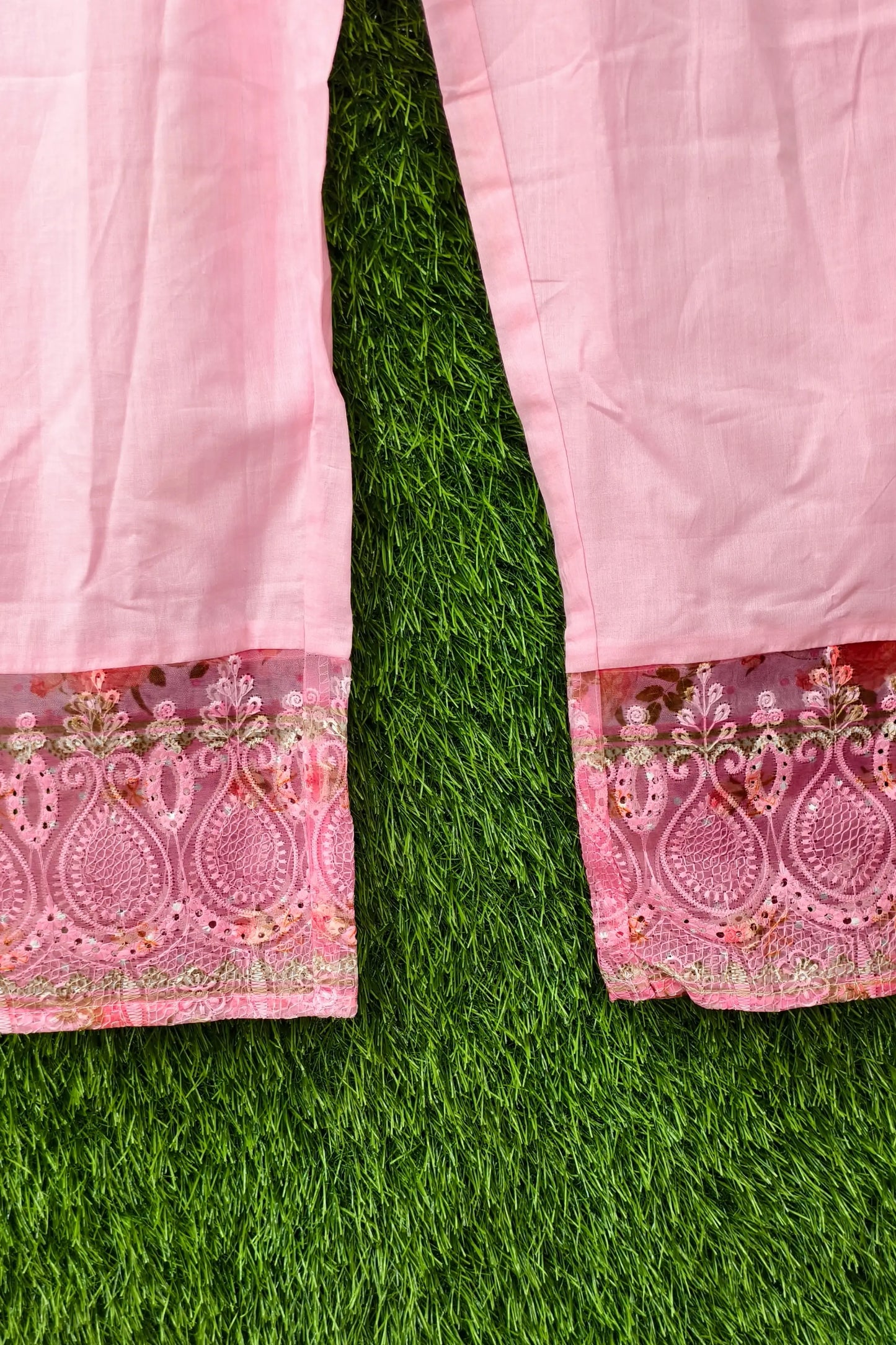 Cotton Anarkali Partywear Kurta Set With Organza Duppatta