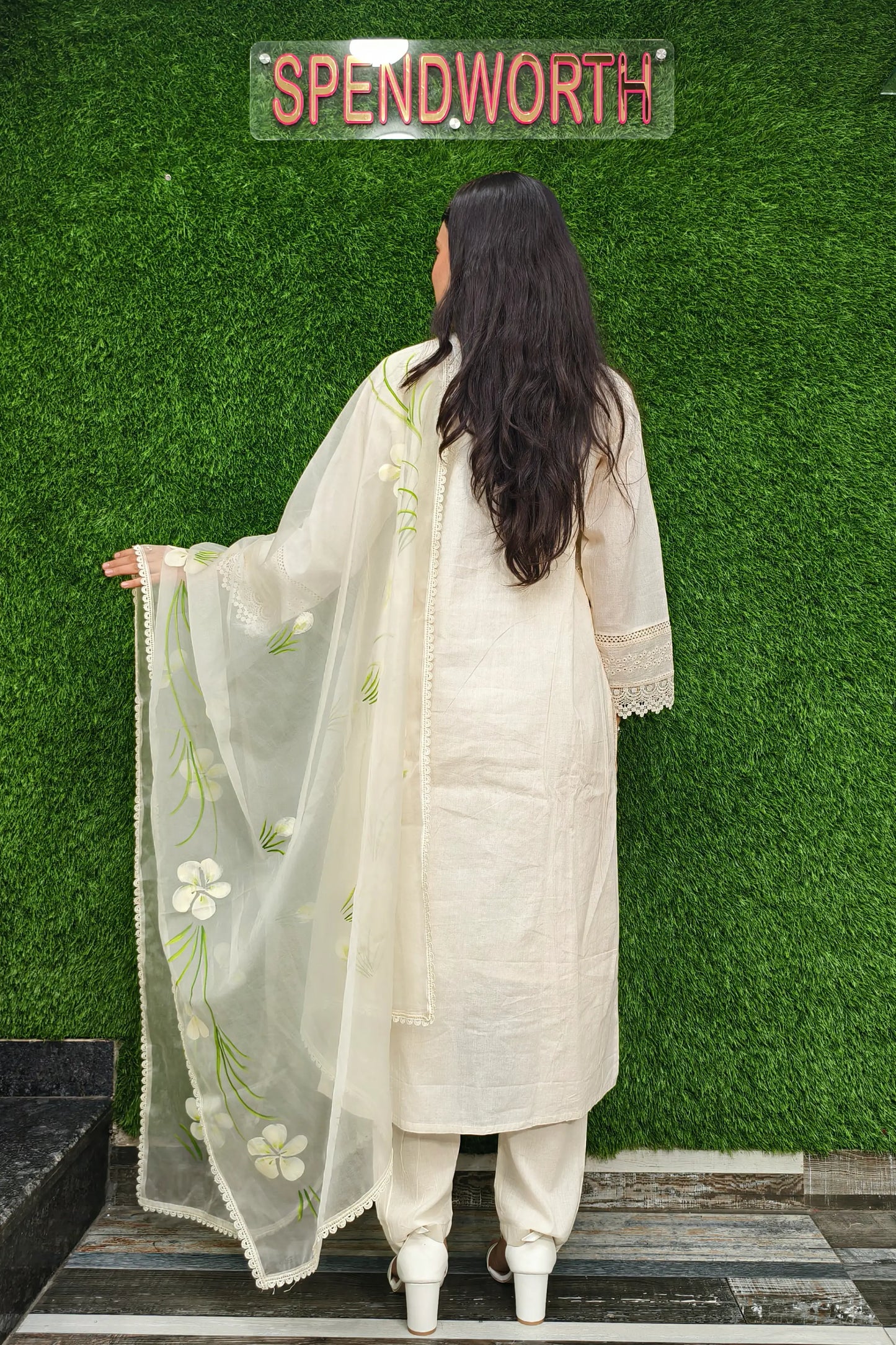 Beautiful Embroidered Pakistani Suit set In Khadi Cotton