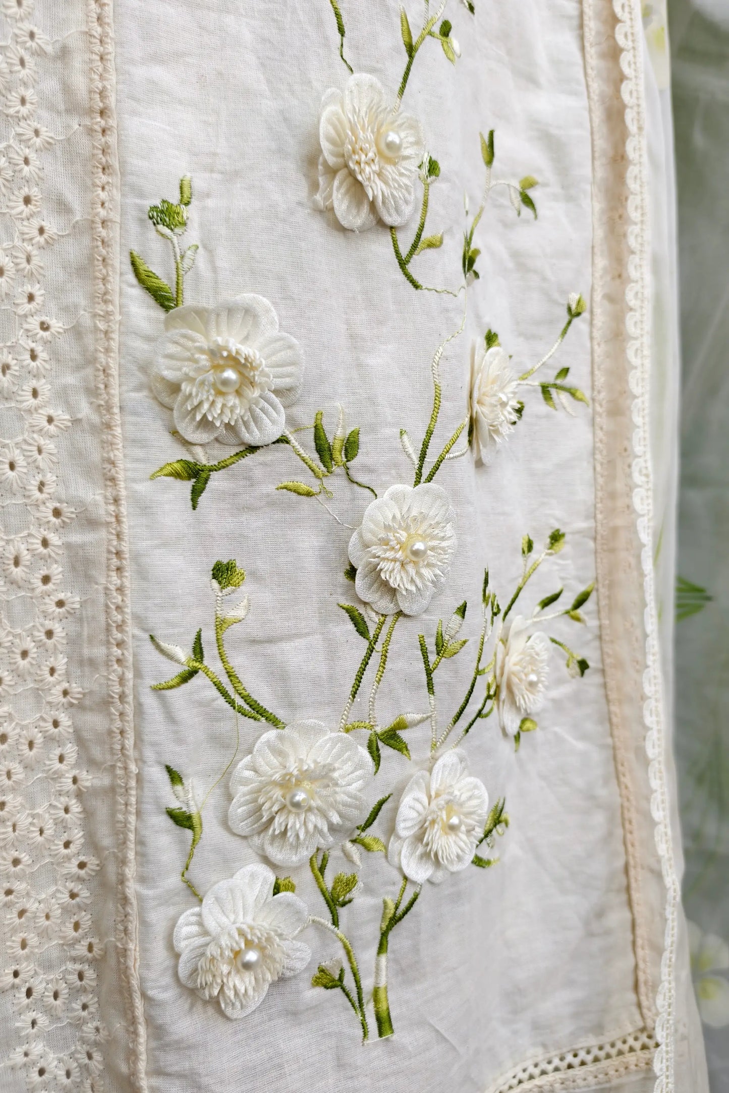 Beautiful Embroidered Pakistani Suit set In Khadi Cotton