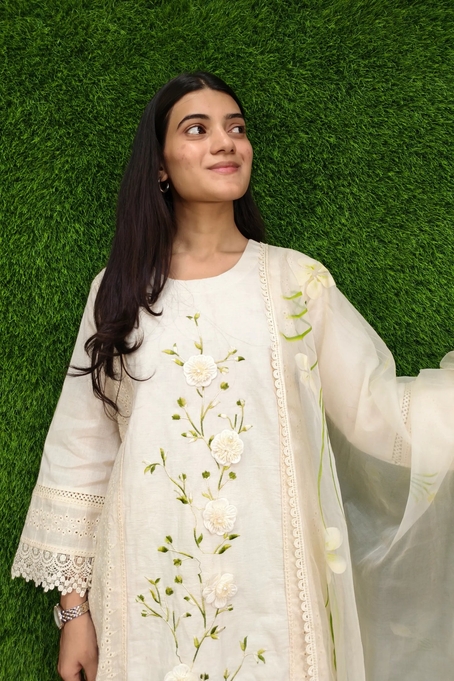 Beautiful Embroidered Pakistani Suit set In Khadi Cotton