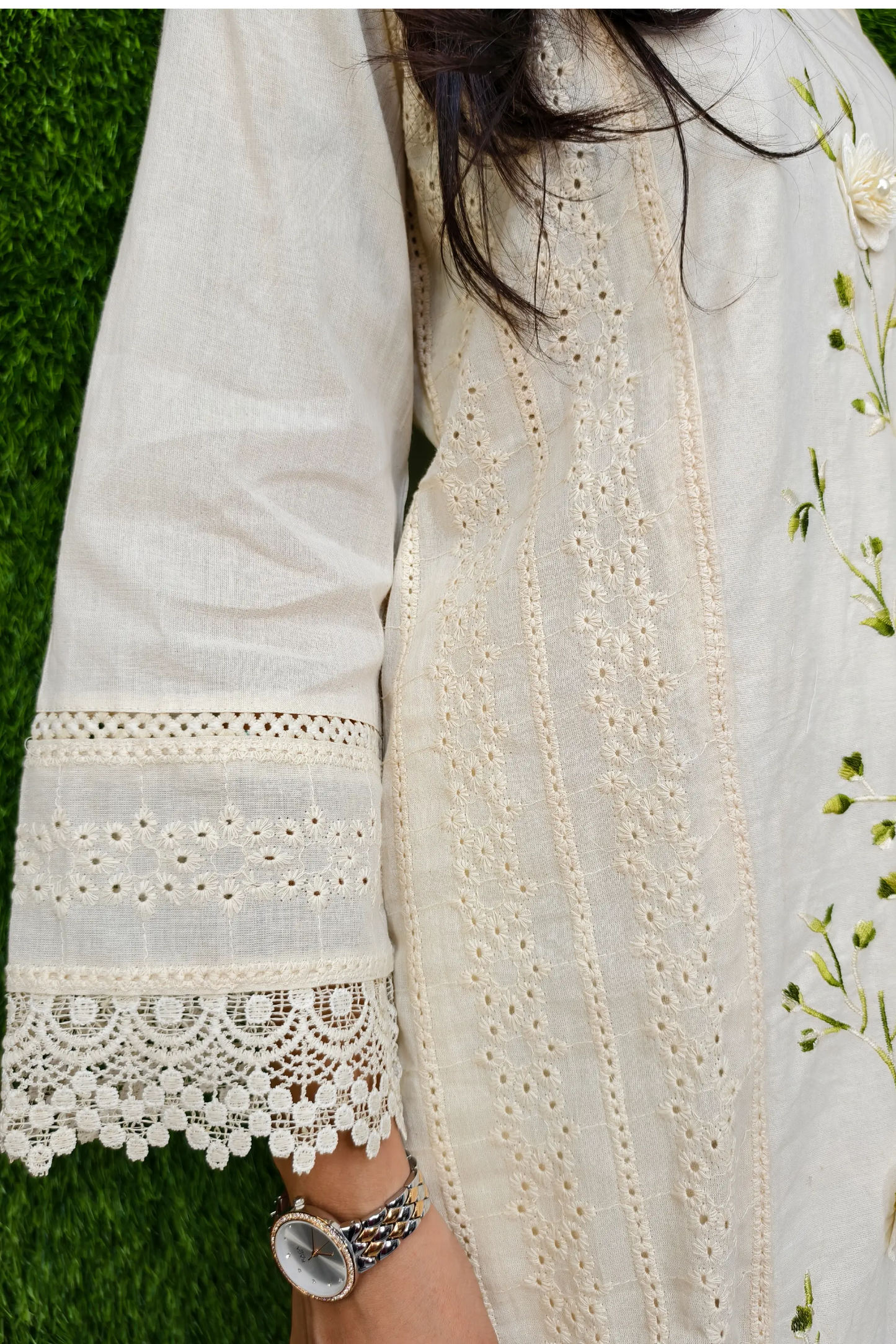 Beautiful Embroidered Pakistani Suit set In Khadi Cotton