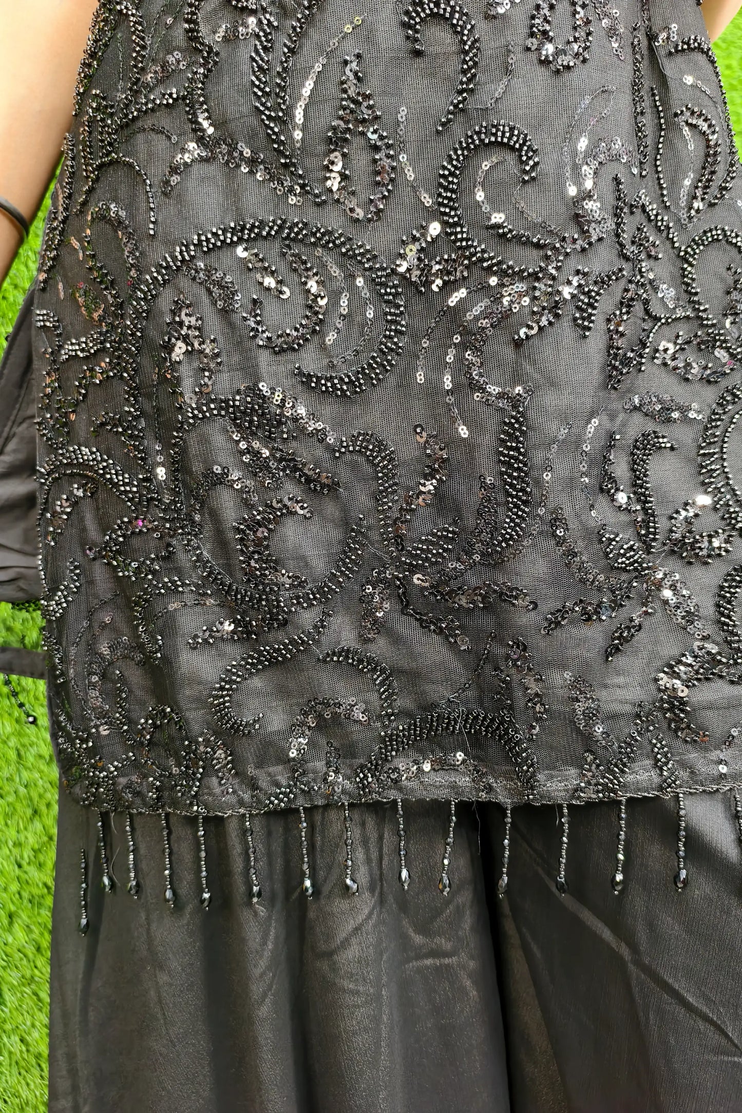 Beautiful Noodle Strap Hand Work Sharara Suit in Black