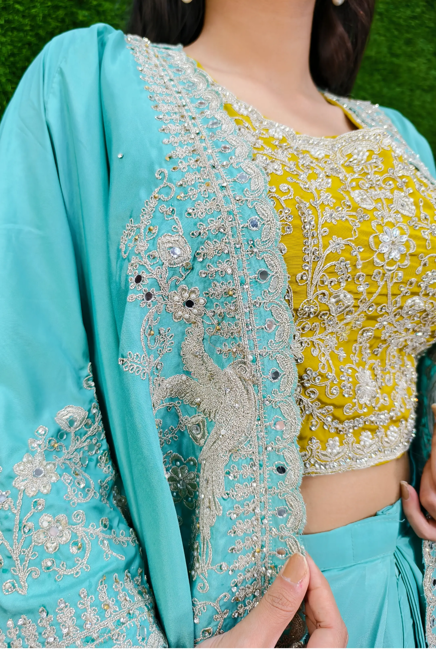 Beautiful Indo Western Dress With Designer Embroidered Cape