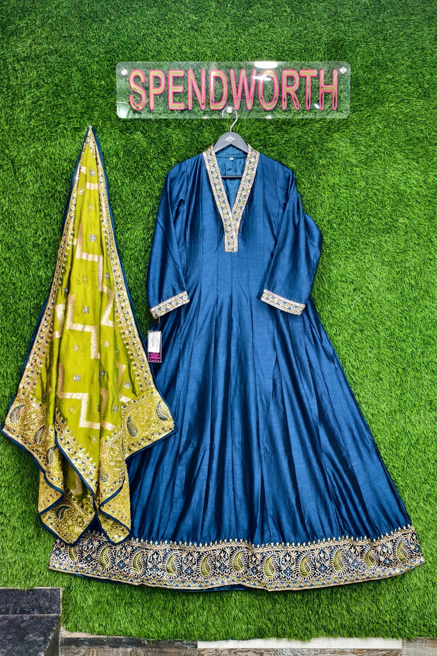 Silk Embroidered Anarkalis With Contrast Duppattas