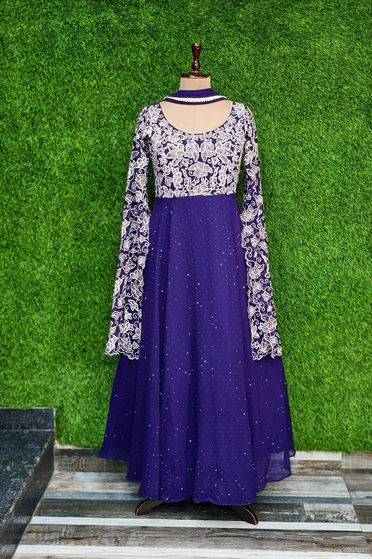 Partywear Designer Long Sleeves Embroidered Anarkali